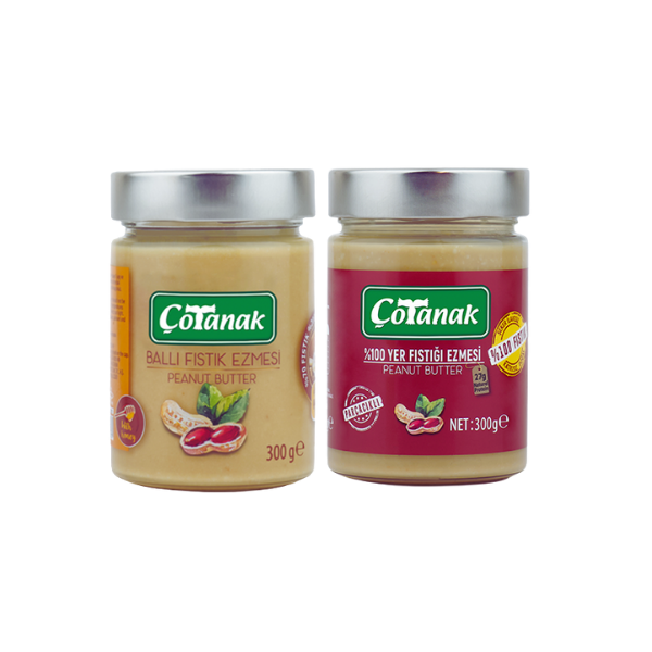 Çotanak 300 Gr Ballı Fıstık Ezmesi 300 Gr %100 Fıstık Ezmesi 2'li Paket