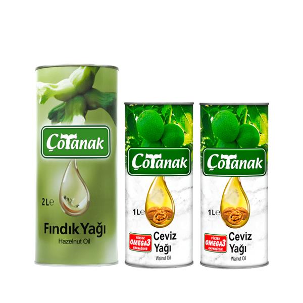 Çotanak 2 Lt Fındık ve 2 Lt Ceviz Yağı Paketi
