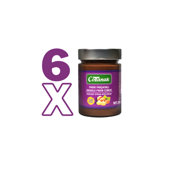 Çotanak 350 Gr Fındık Parçacıklı Kakaolu Fındık Ezmesi %30 Fındık 6'lı Paket