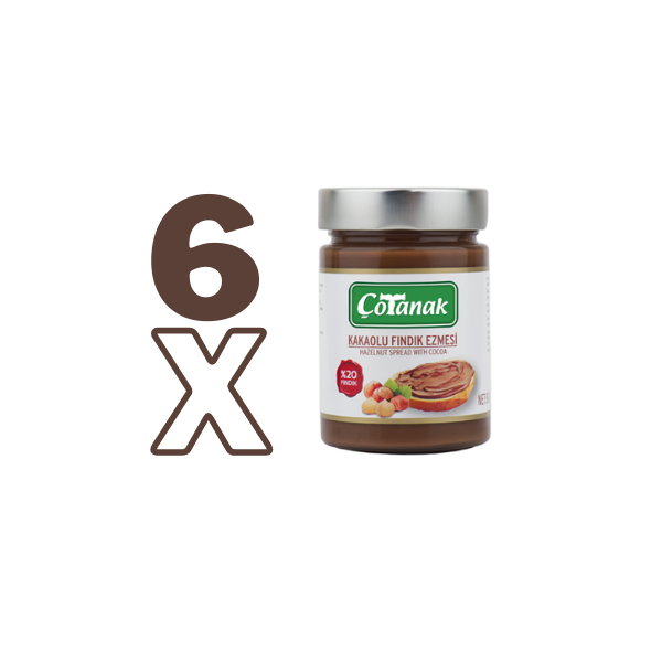 Çotanak 350 Gr Kakaolu Fındık Ezmesi %20 Fındık 6'lı Paket