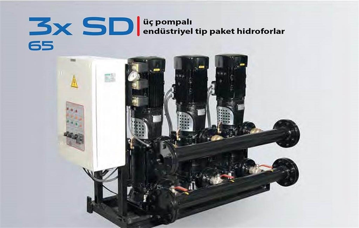 Komm 3x SD 65 Üç Pompalı Endüstriyel Tip Paket Hidrofor