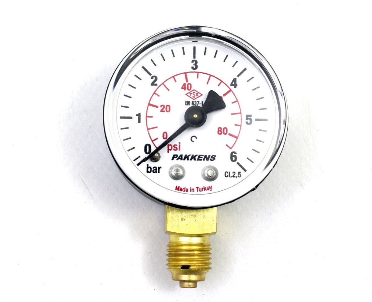 Pakkens Çap 50 0/6 Bar Kuru Tip Basınç Ölçer, Manometre, Basınç Göstergesi 1/4