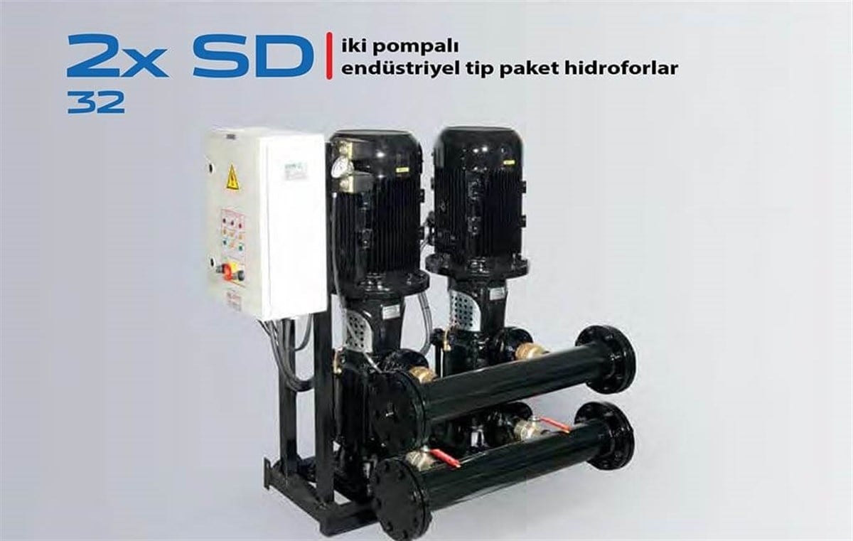 Komm 2x SD 32 İki Pompalı Endüstriyel Tip Paket Hidrofor
