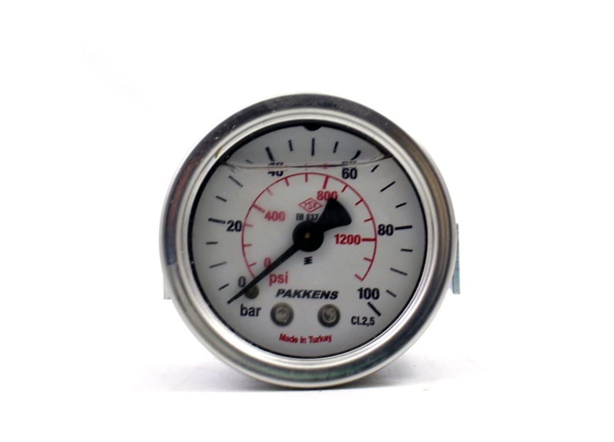 Pakkens 0-100 Bar 50 mm Arkadan Bağlantılı Panotipli Gliserinli Manometre G 1/4 inç