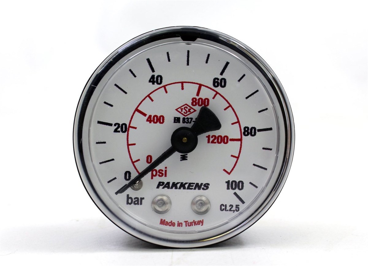 Pakkens 0-100 Bar 63 mm Arkadan Bağlantılı Kuru Manometre G 1/4 inç
