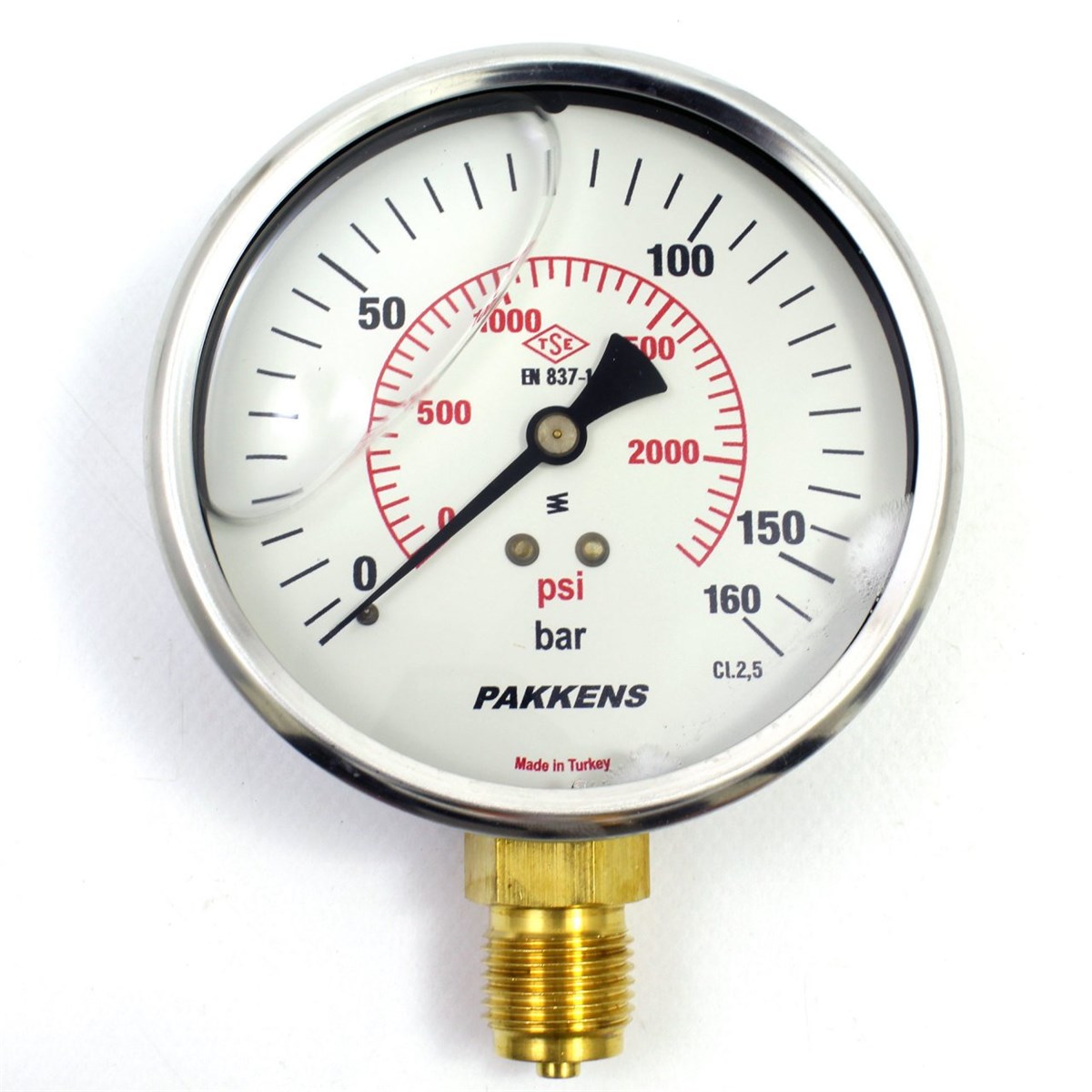 Pakkens 0-160 Bar 160 mm Alttan Bağlantılı Gliserinli Manometre G 1/2 inç