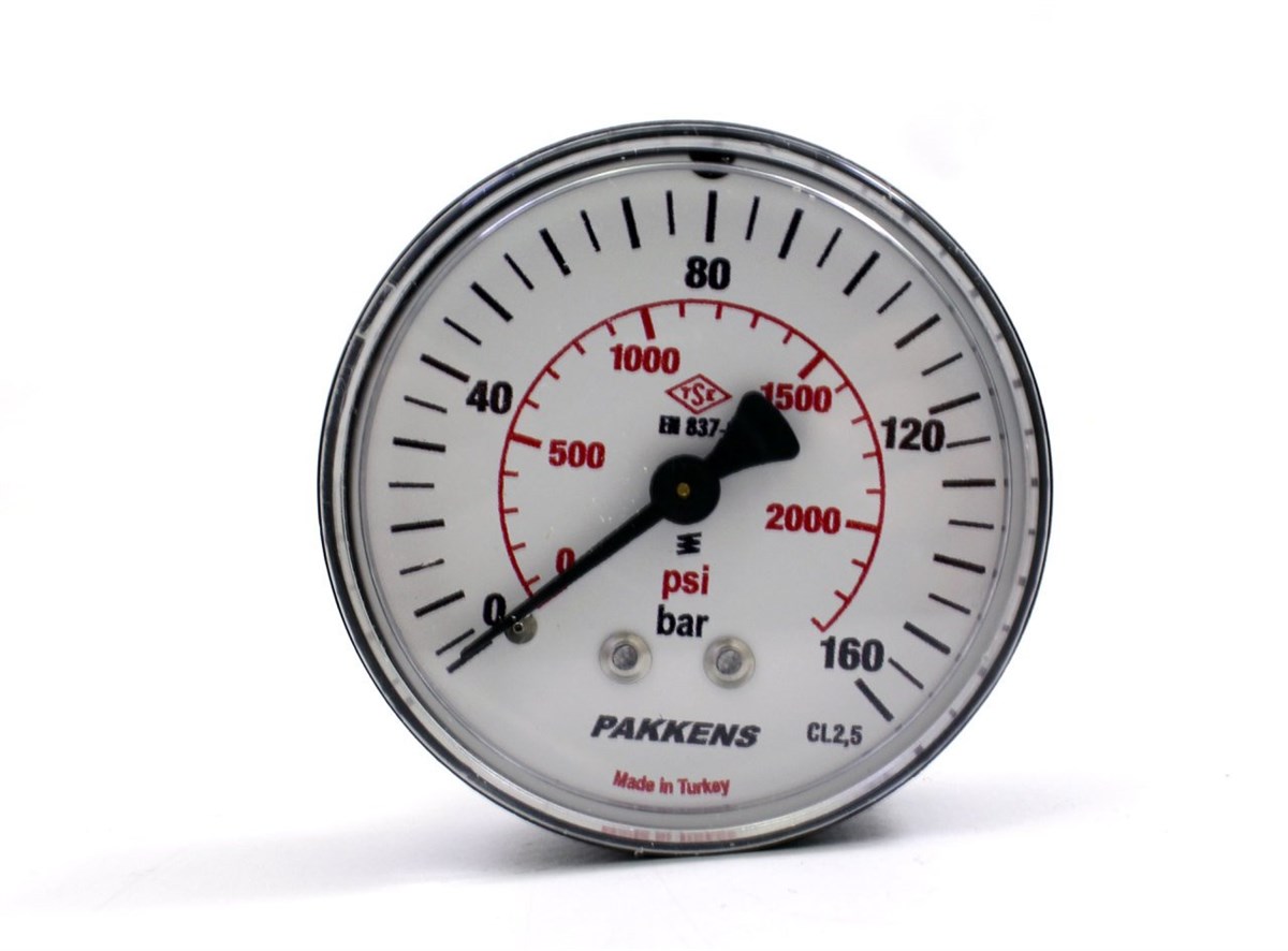 Pakkens 0-160 Bar 63 mm Arkadan Bağlantılı Kuru Manometre G 1/4 inç
