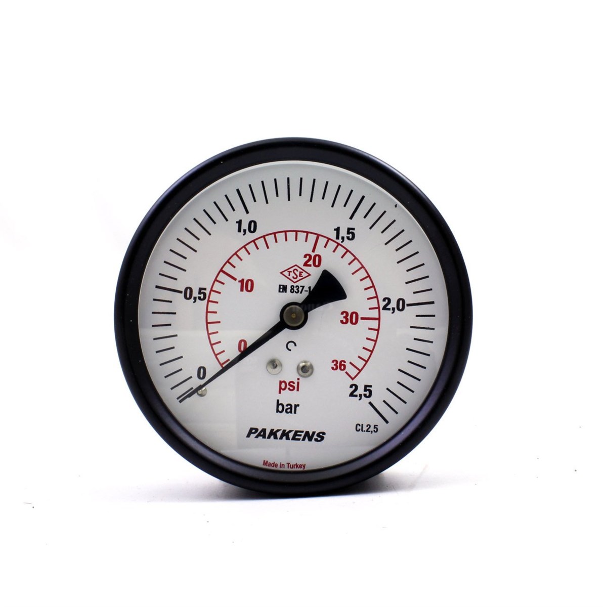 Pakkens 0-2.5 Bar 100 mm Arkadan Bağlantılı Kuru Manometre G 1/4 inç