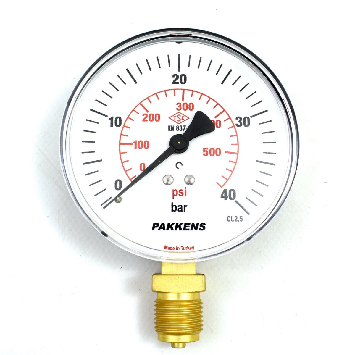 Pakkens 0-40 Bar 160 mm Alttan Bağlantılı Kuru Manometre G 1/2 inç