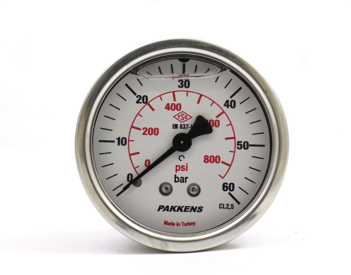 Pakkens 0-60 Bar 63 mm Arkadan Bağlantılı Gliserinli Manometre G 1/4 inç