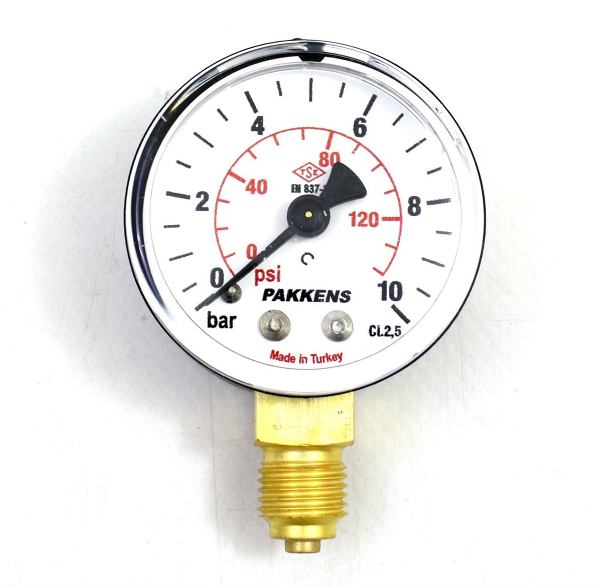 Pakkens Çap 50 0/10 Bar Kuru Tip Basınç Ölçer, Manometre, Basınç Göstergesi 1/4''