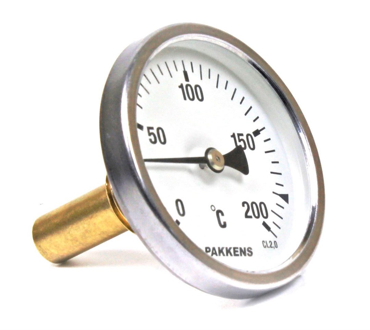Pakkens Termometre 0-200 °C Çap 63 mm Daldırma Boyu 5 cm Arkadan Bağlantılı G 1/2 inç