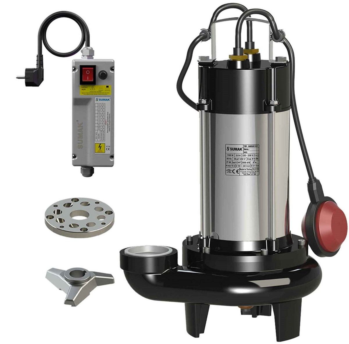 Sumak SBRM18/2 Bıçaklı Foseptik Dalgıç Pompa Monofaze (220V) 1.8 Hp