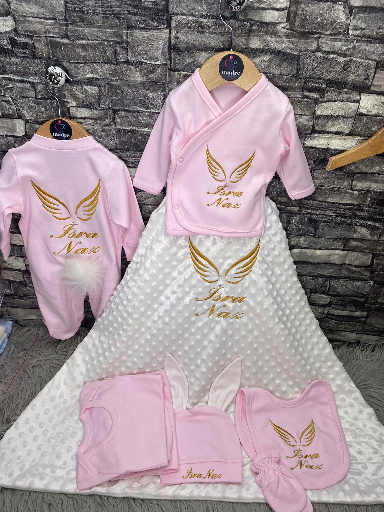 10 parça isme özel nohut battaniyeli hastane çıkışı