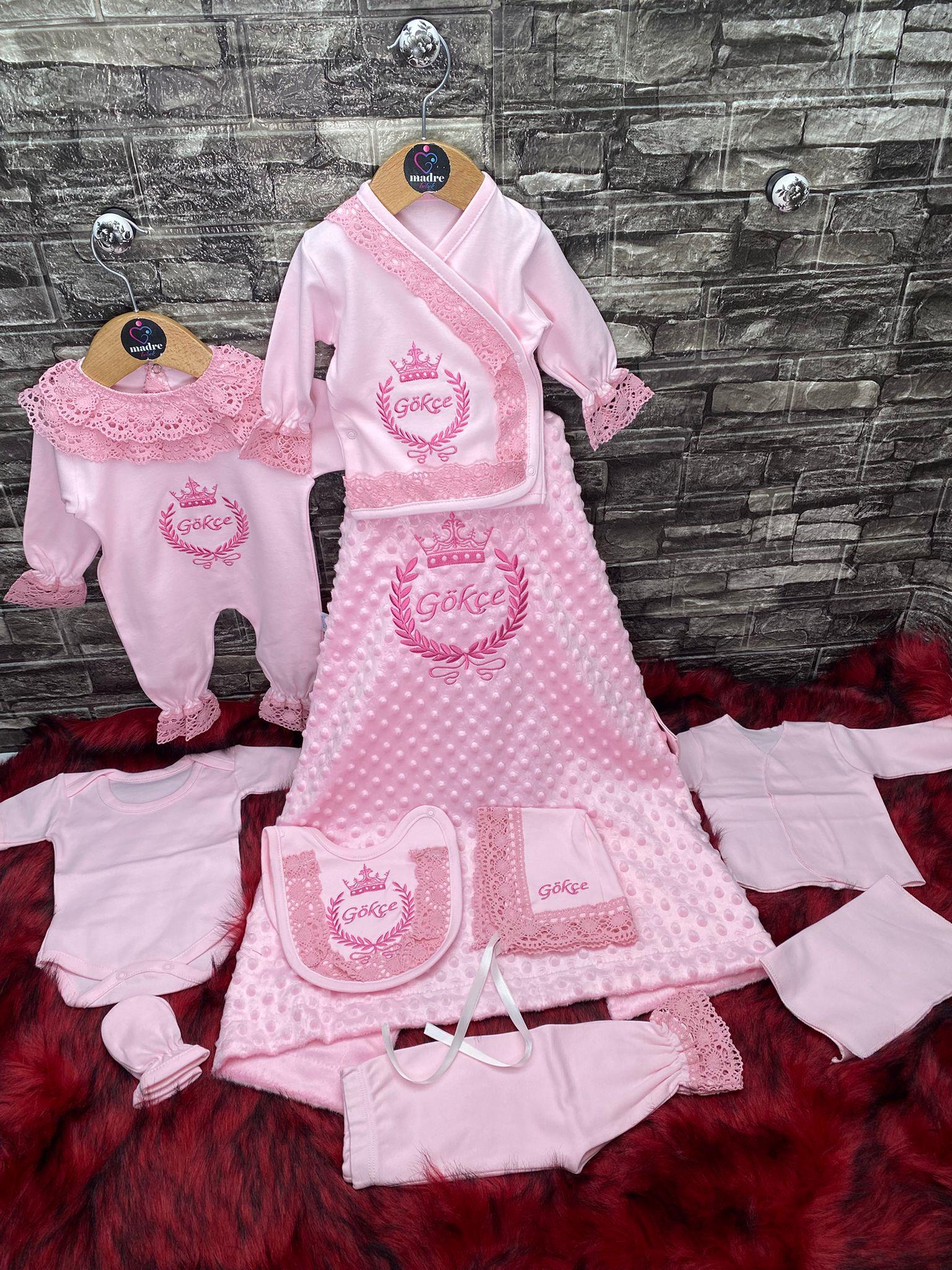 hastane çıkışı kız bebek danttelli nohut battaniyeli set