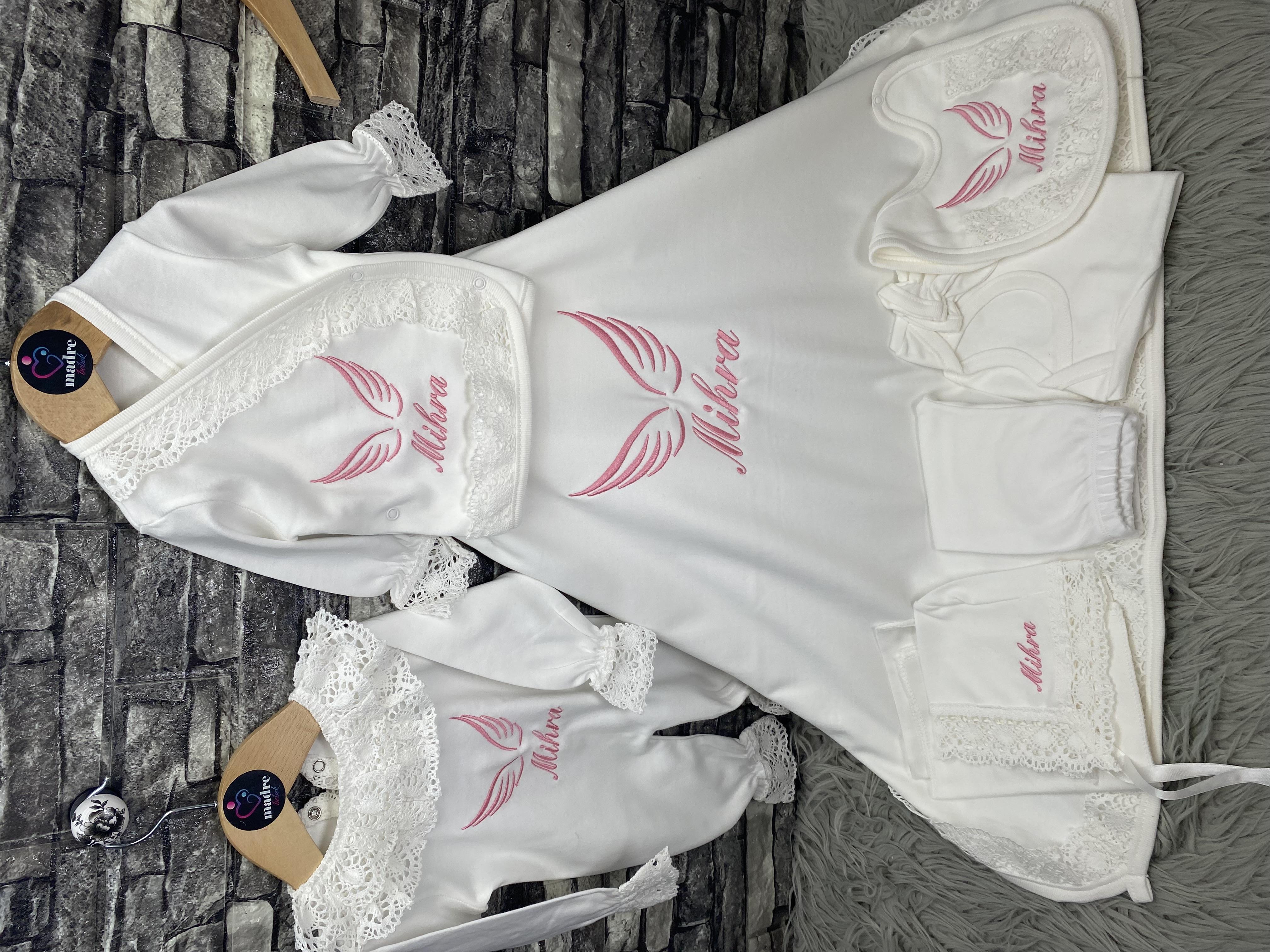 İsme Özel 10 Parça Nohut Battaniyeli Kız Bebek İsimli Hastene Çıkışı