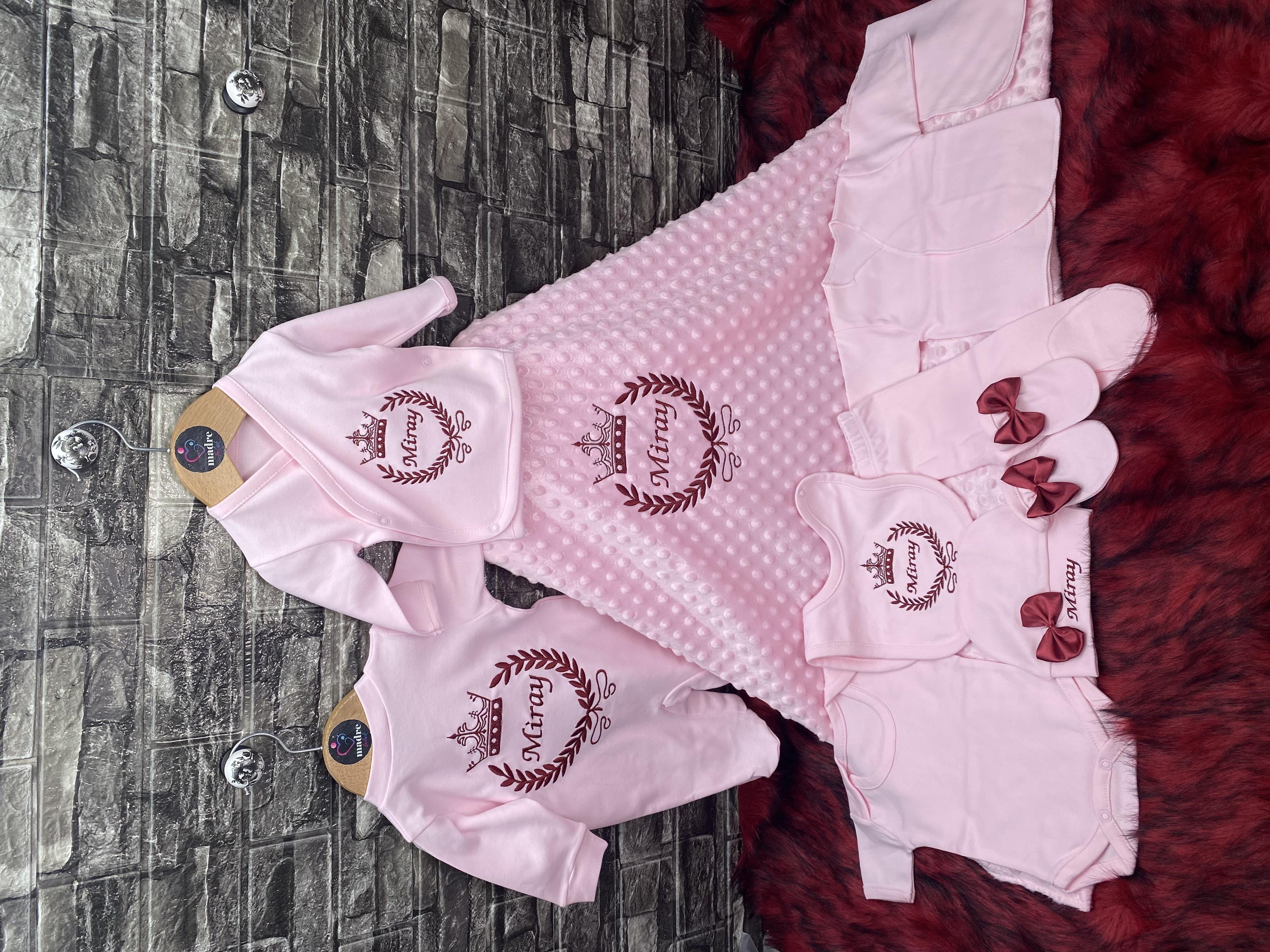 İsme özel 10'lu hastane çıkışı, isimli nohut battaniyeli  kız bebek hastane  çıkışı