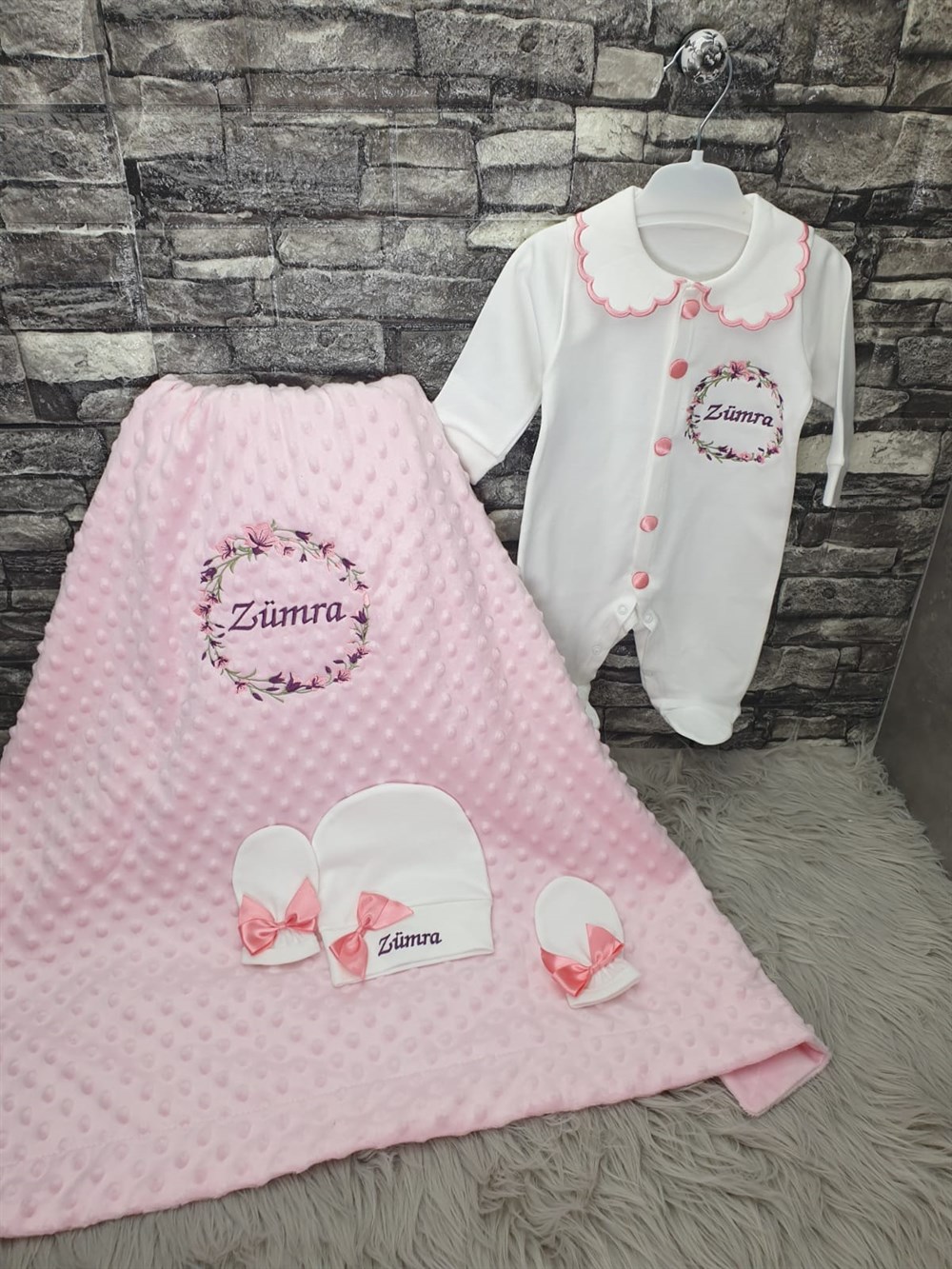 İsme Özel 4 Parça Nohut battaniyeliHastane Çıkışı