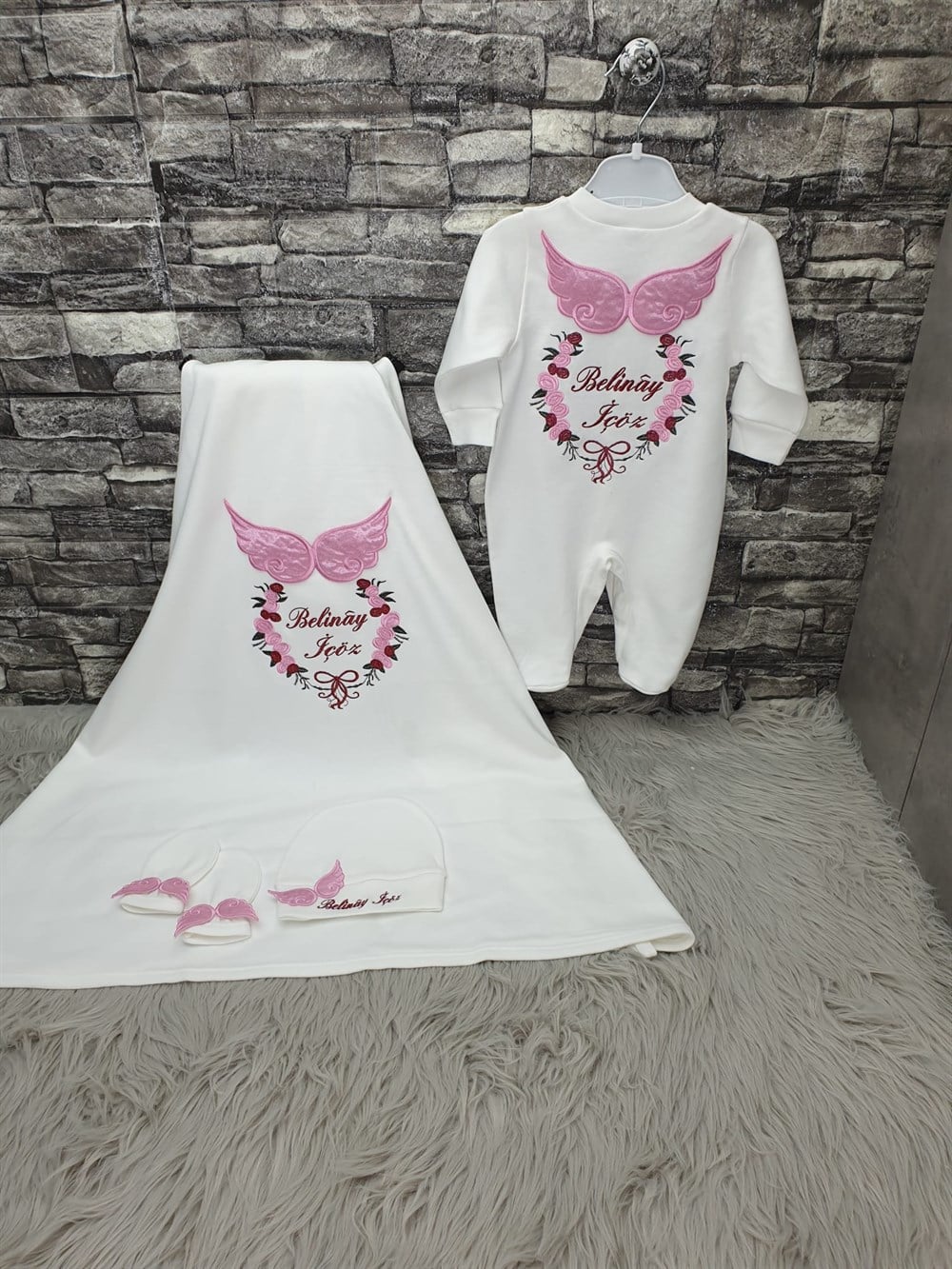 İsme Özel 4 Parça Penye battaniyeliHastane Çıkışı