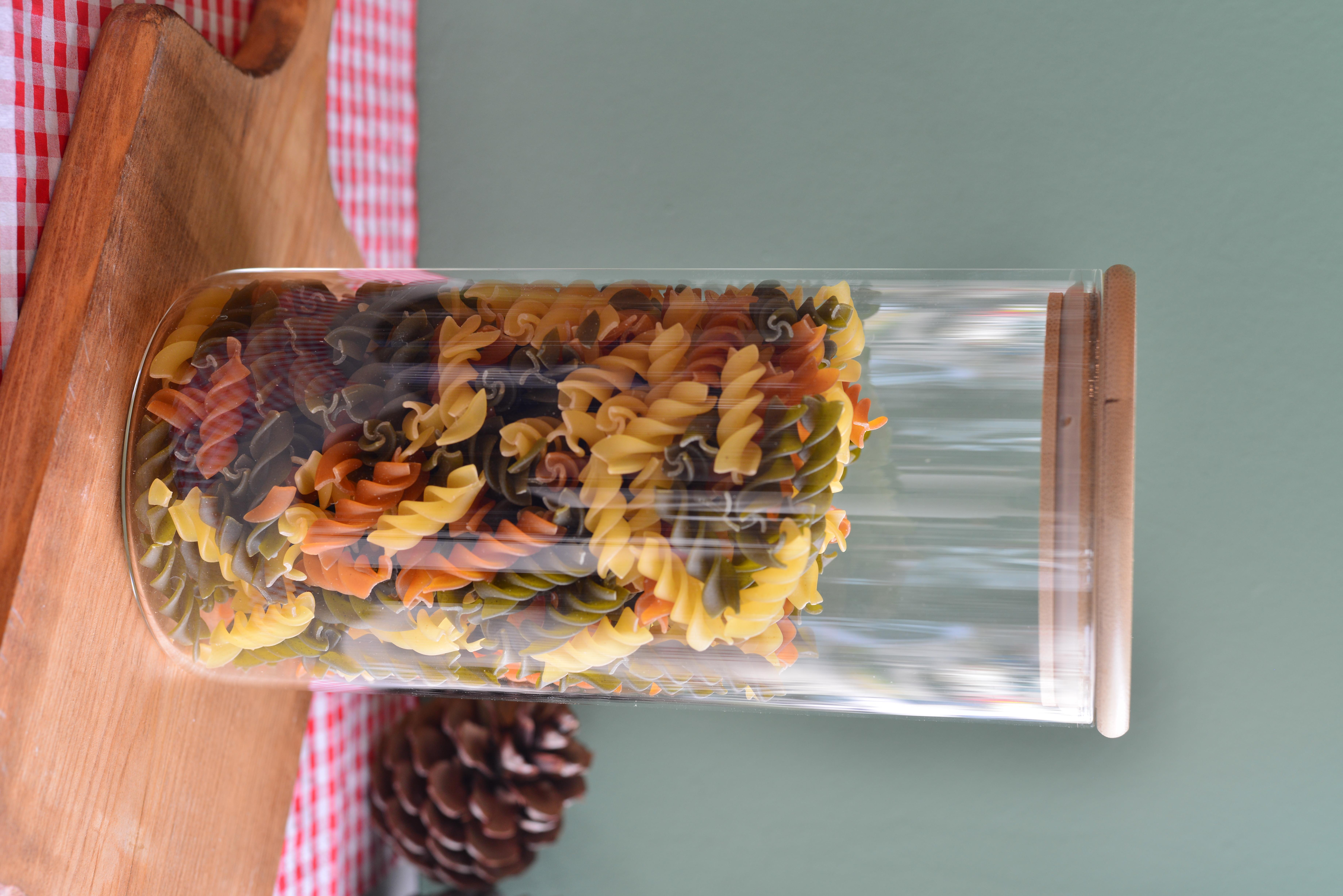 1400 ML Bambu Kapakli Cam Yuvarlak Kavanoz / 1  Adet