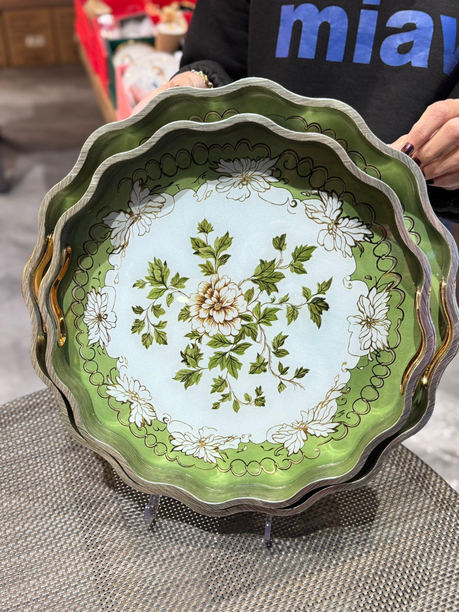 2 Li Cam Desenli Tepsi