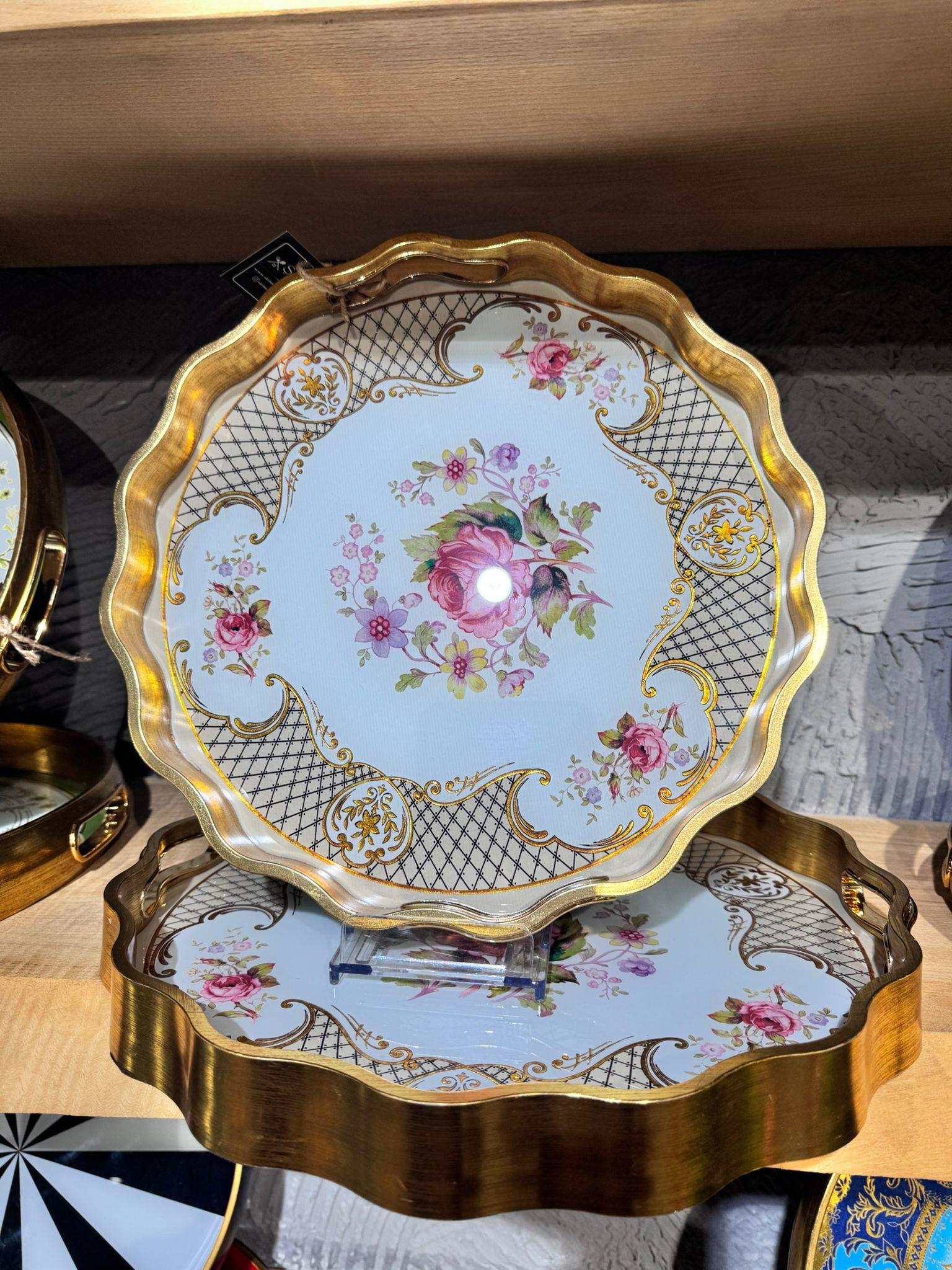 2 Li Cam Desenli Tepsi