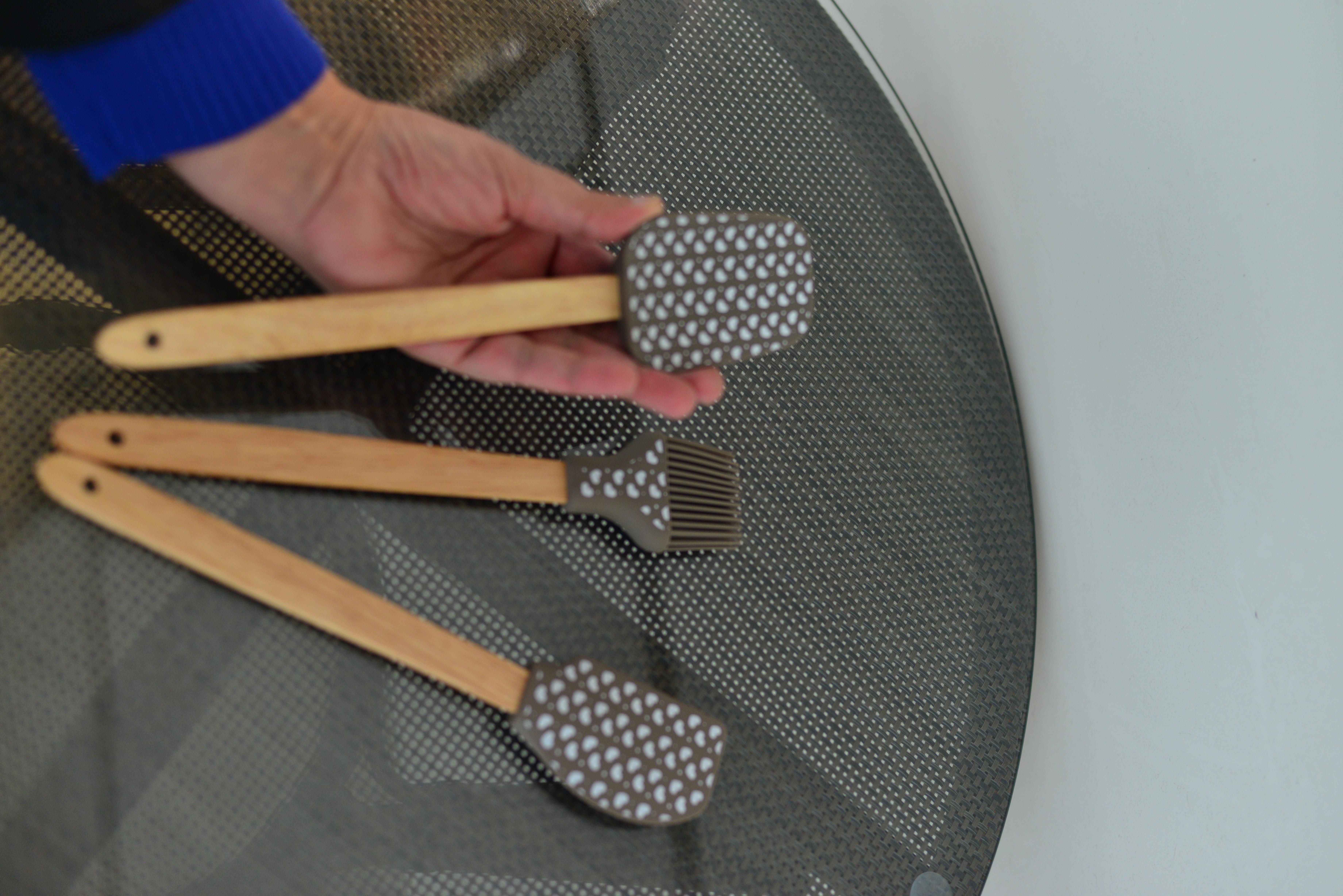 3 Lü Kapli Büyük Boy Bambu Spatula Seti / Kahve