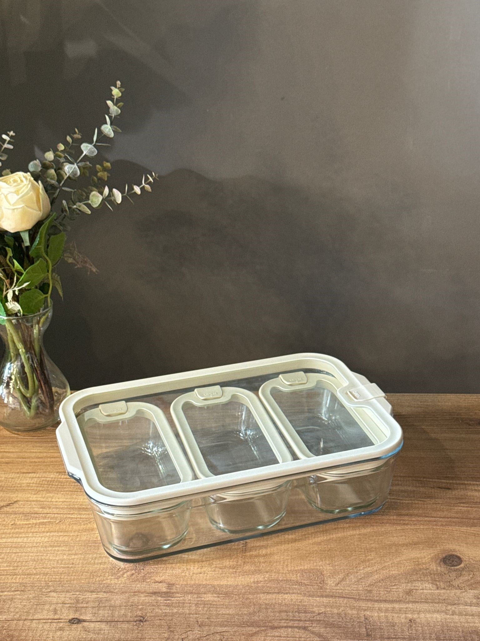 4 Lü Cam Kahvaltılık Seti - Krem