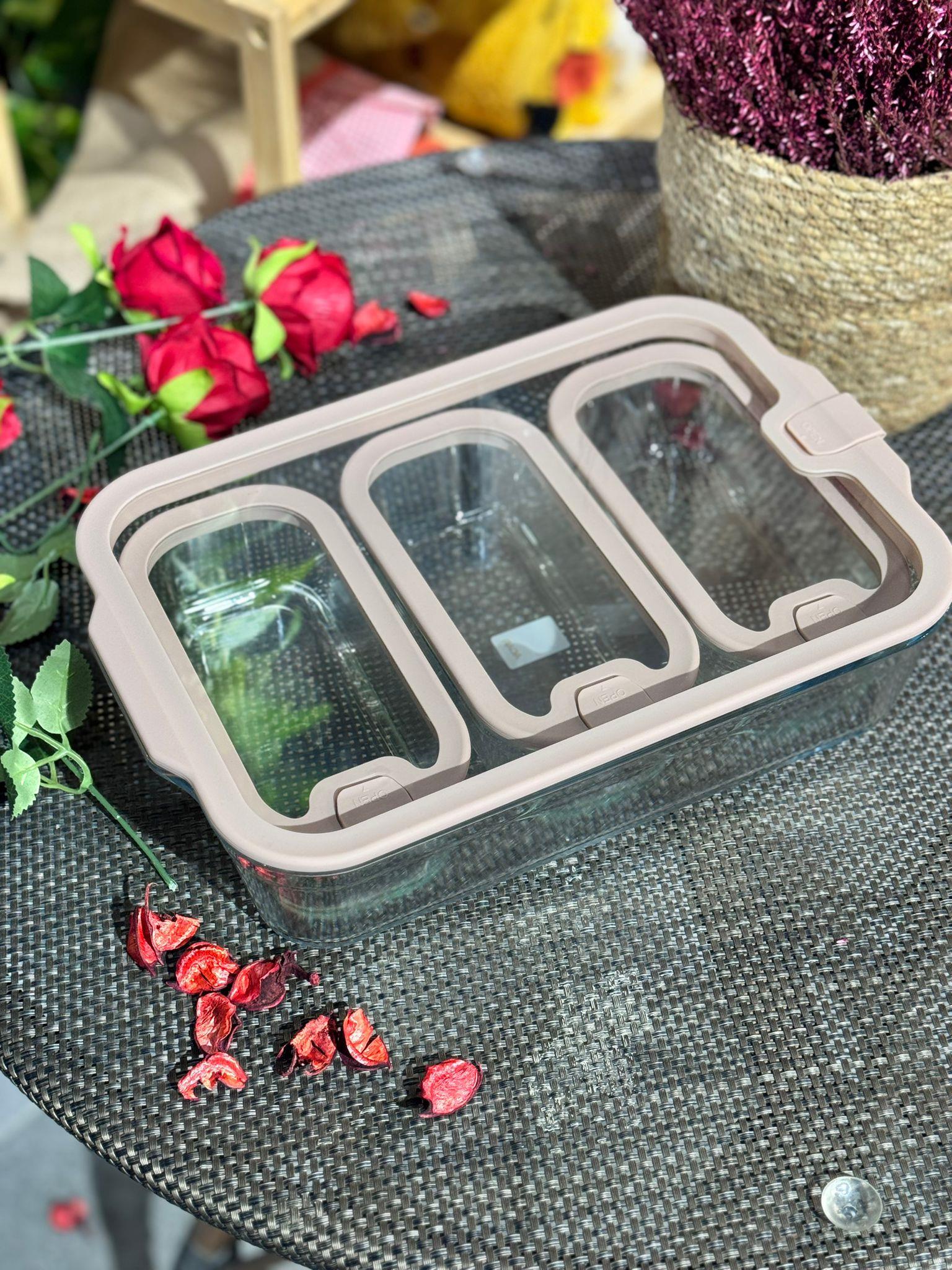 4 Lü Cam Kahvaltılık Seti - Pembe