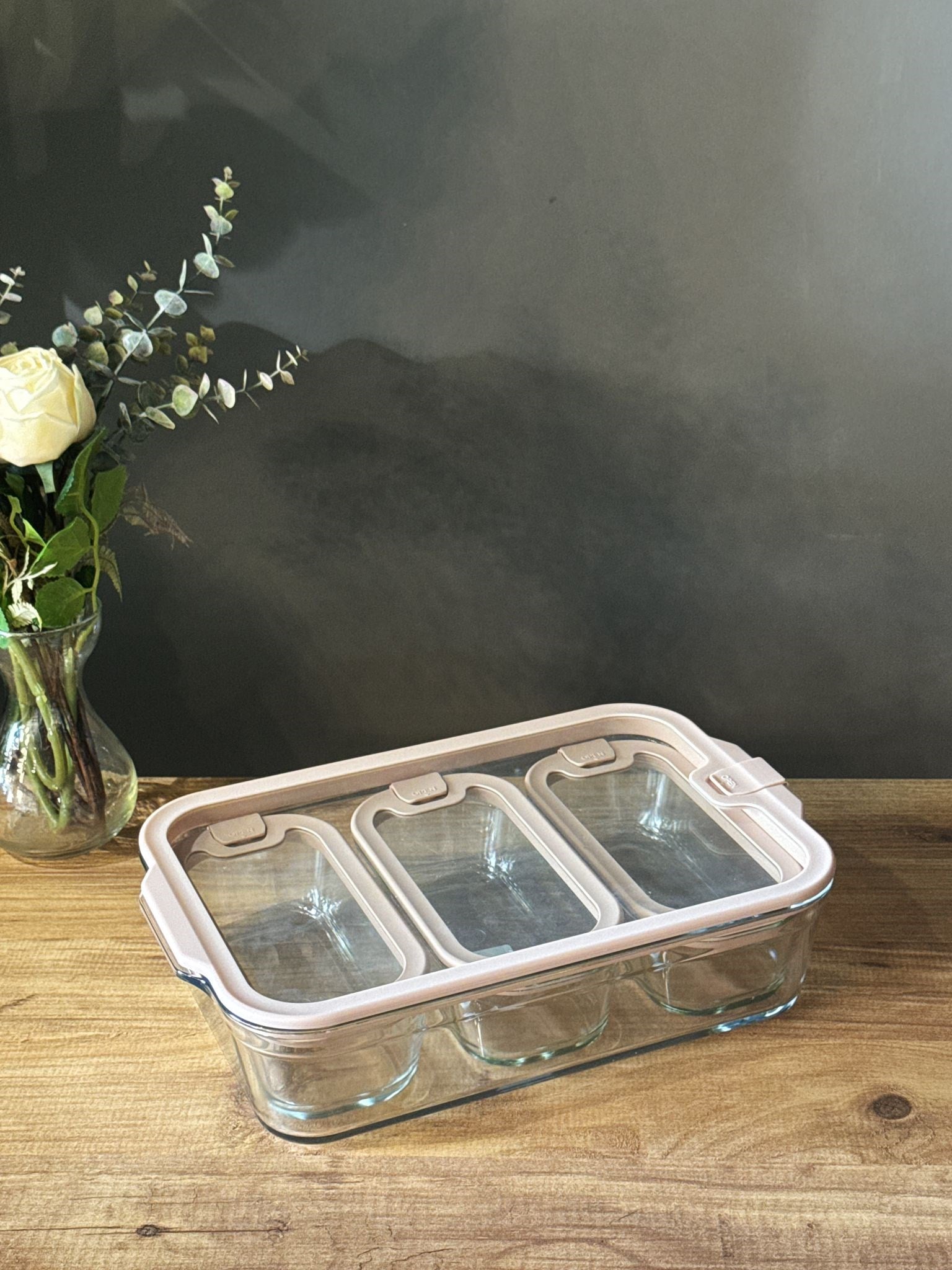 4 Lü Cam Kahvaltılık Seti - Pembe