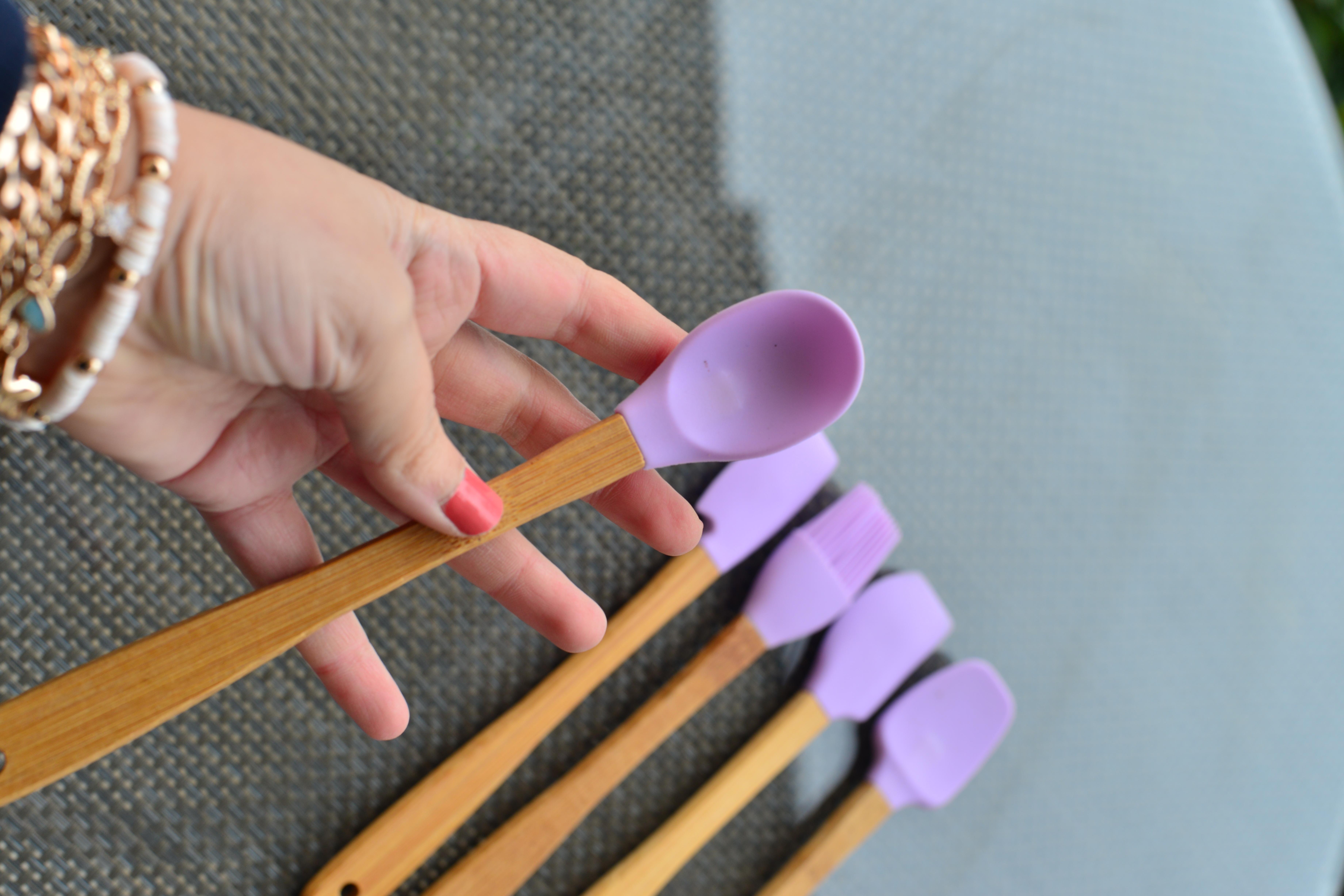 5 Li Mini Bambu Spatula Seti / Lila
