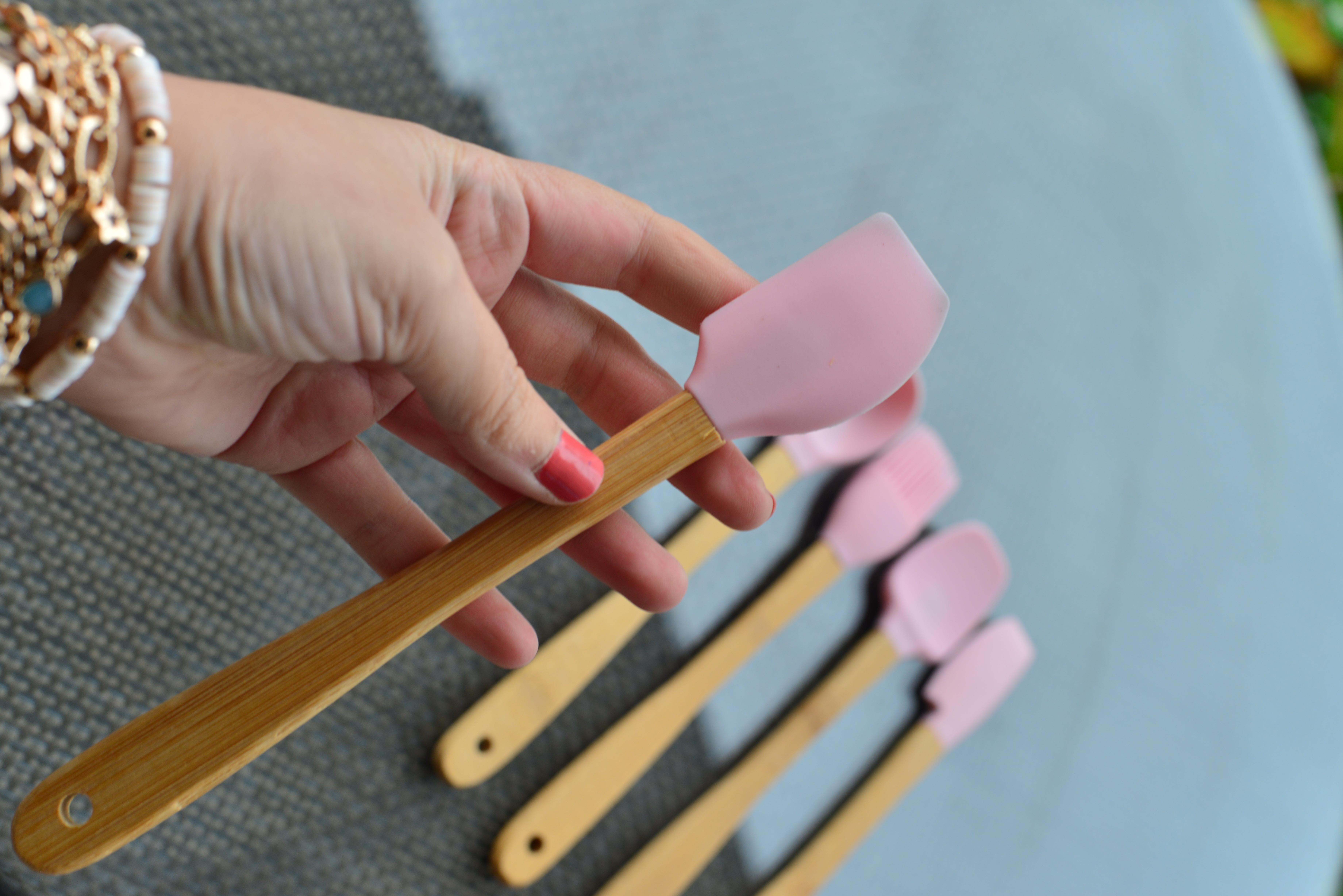 5 Li Mini Bambu Spatula Seti / Pembe