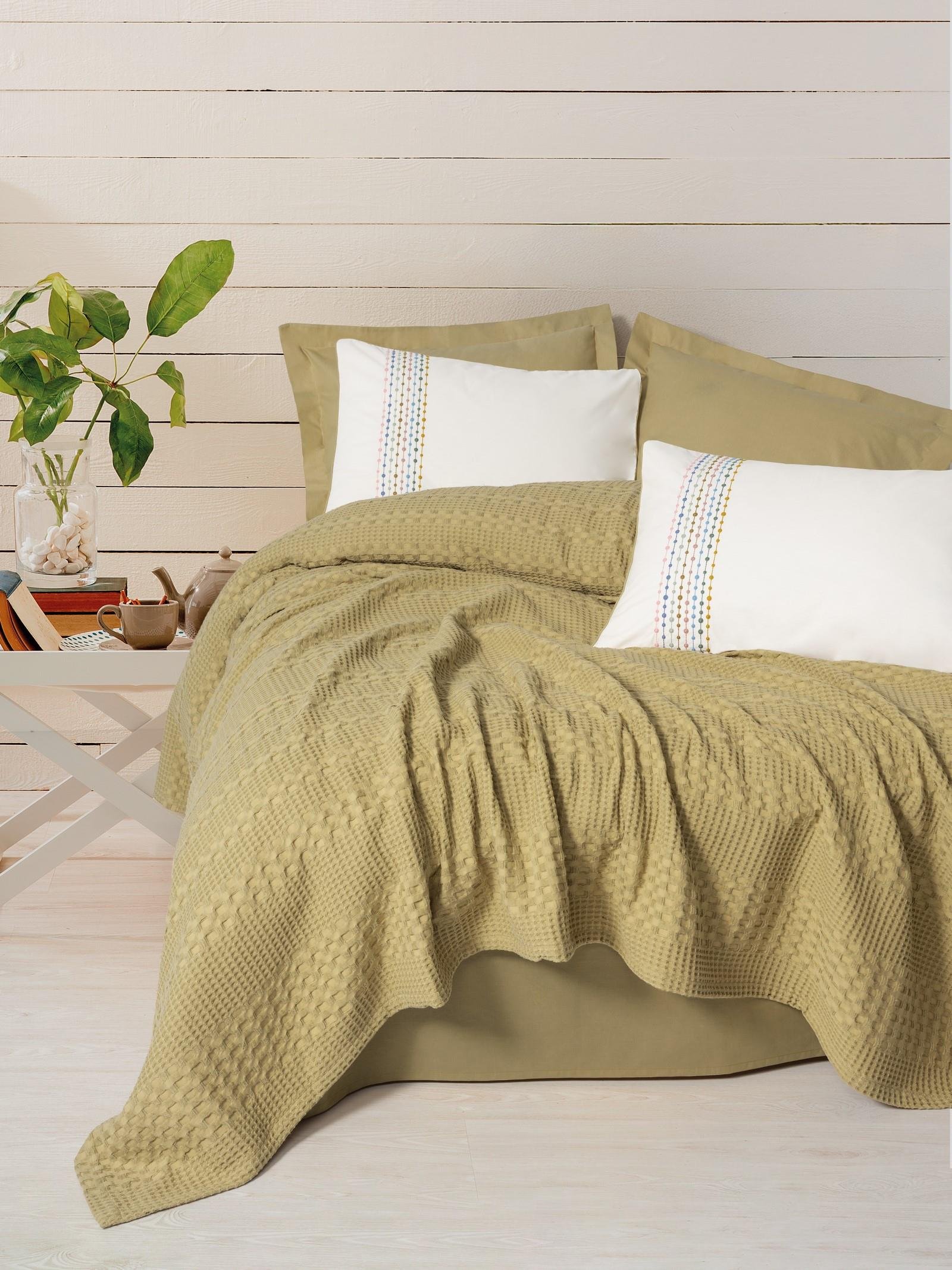 Aura Çift Kişilik Pike Takımı Pebble Hardal