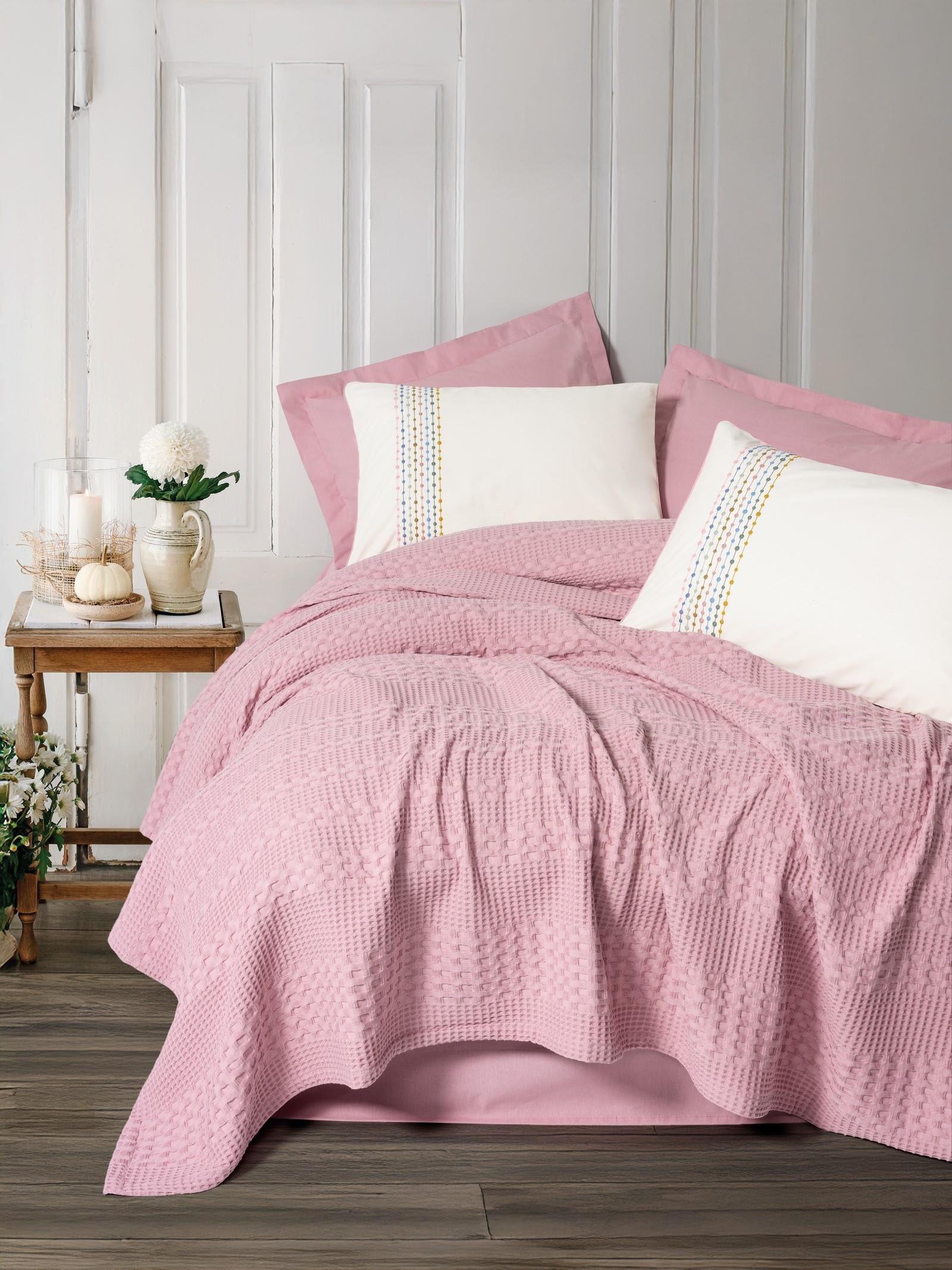 Aura Çift Kişilik Pike Takımı Pebble Pembe