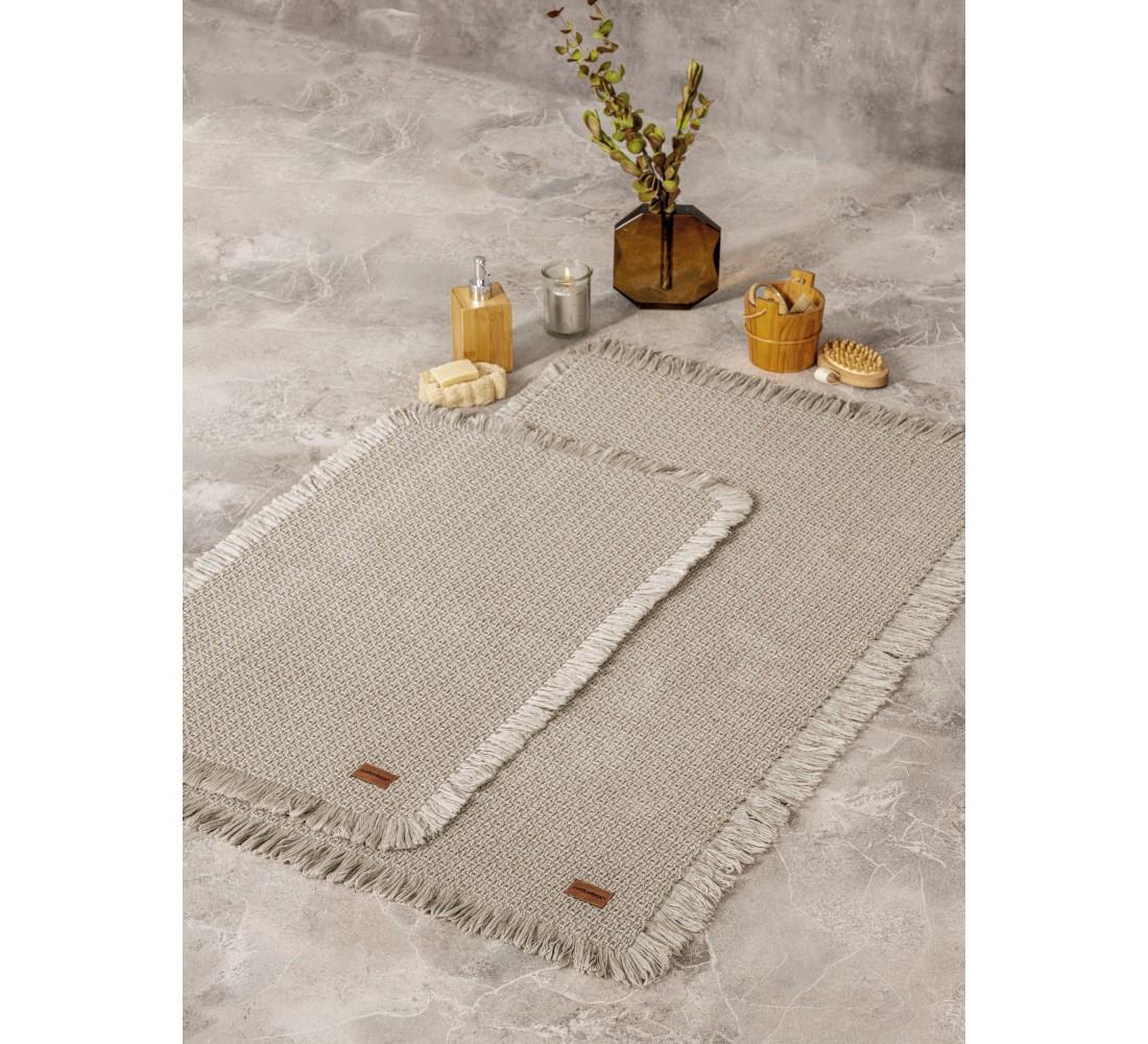 Bath Rug Set Bej 75x125 60x90