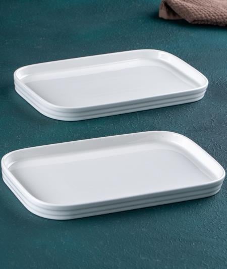 Bianco Perla Porselen Dikdörtgen Tabak - 25 cm / 1 Adet
