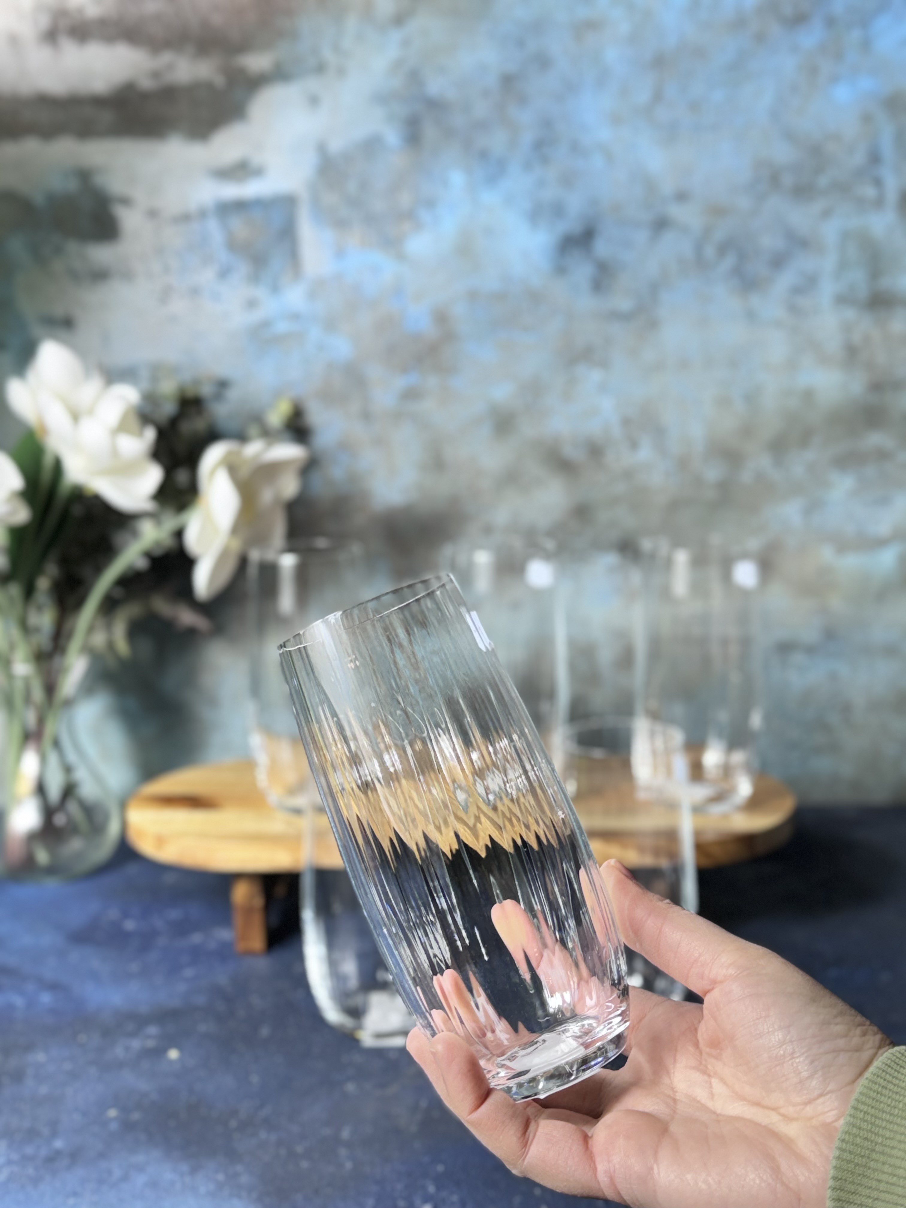 Bohemia Waterfall Optik 6 Lı Kristal Cam Meşrubat Bardağı - 350 cc