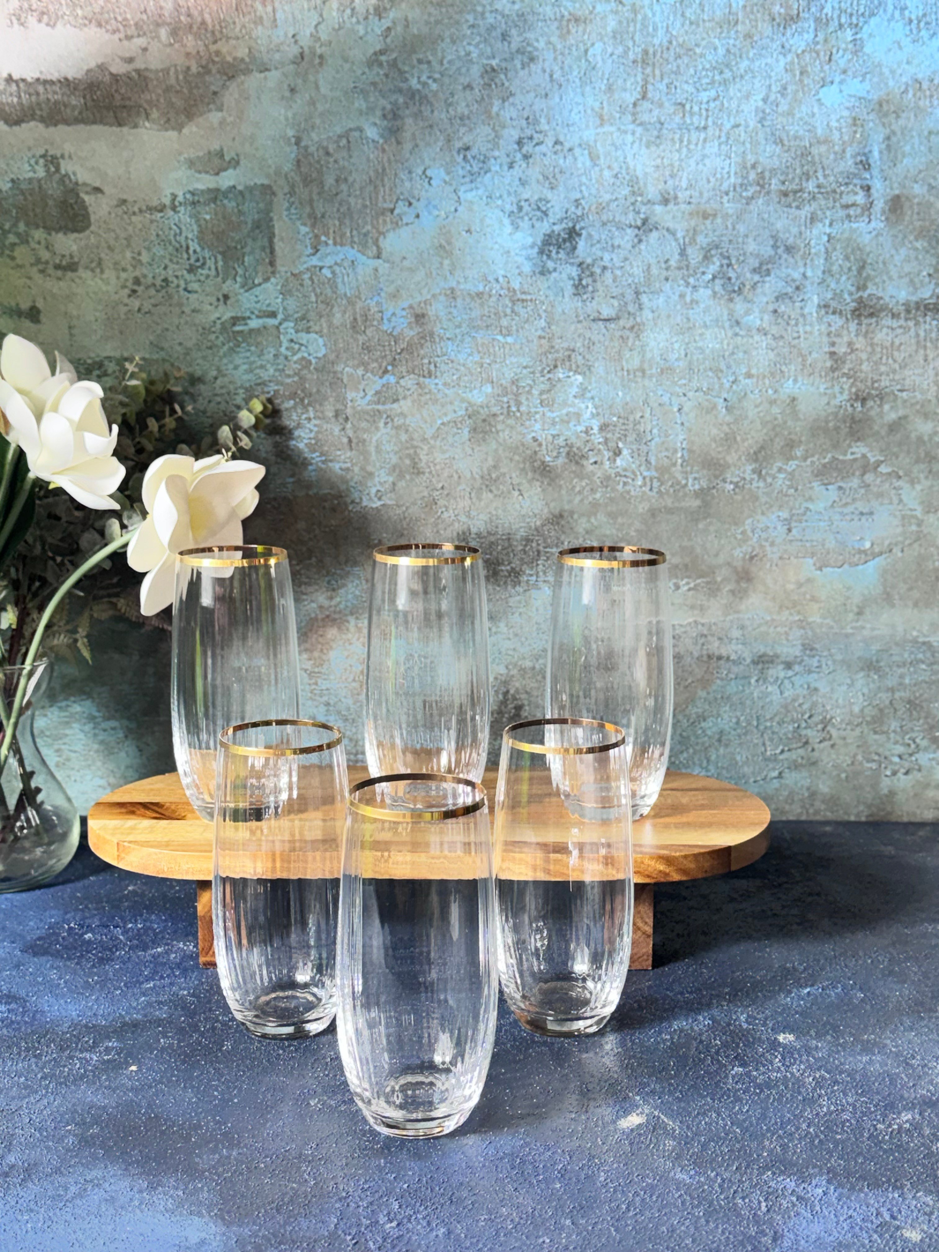 Bohemia Waterfall Optik Yaldız 6 Lı Kristal Cam Meşrubat Bardağı - 350 cc