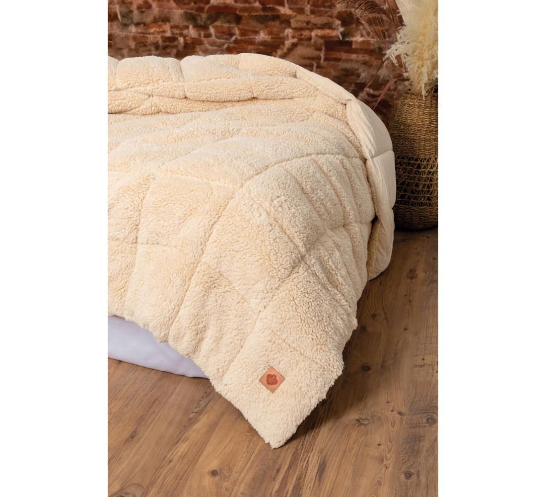 Çift Kişilik Peluş Yorgan Krem 195x215