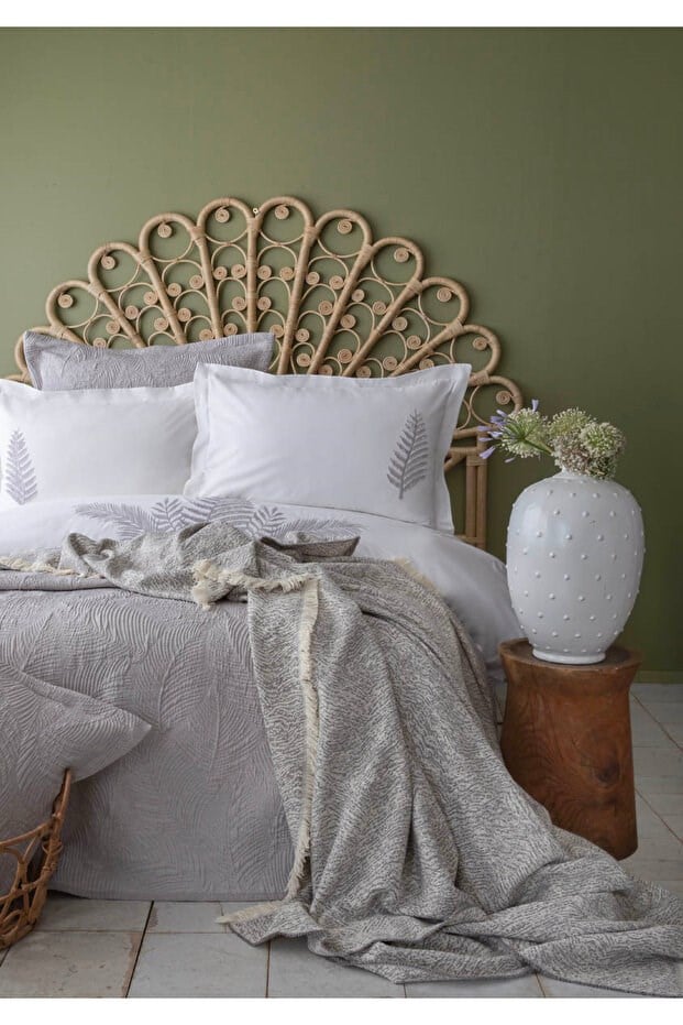 Çift Kişilik Timeless Yatak Örtüsü Nevresim Set Foglia Gray