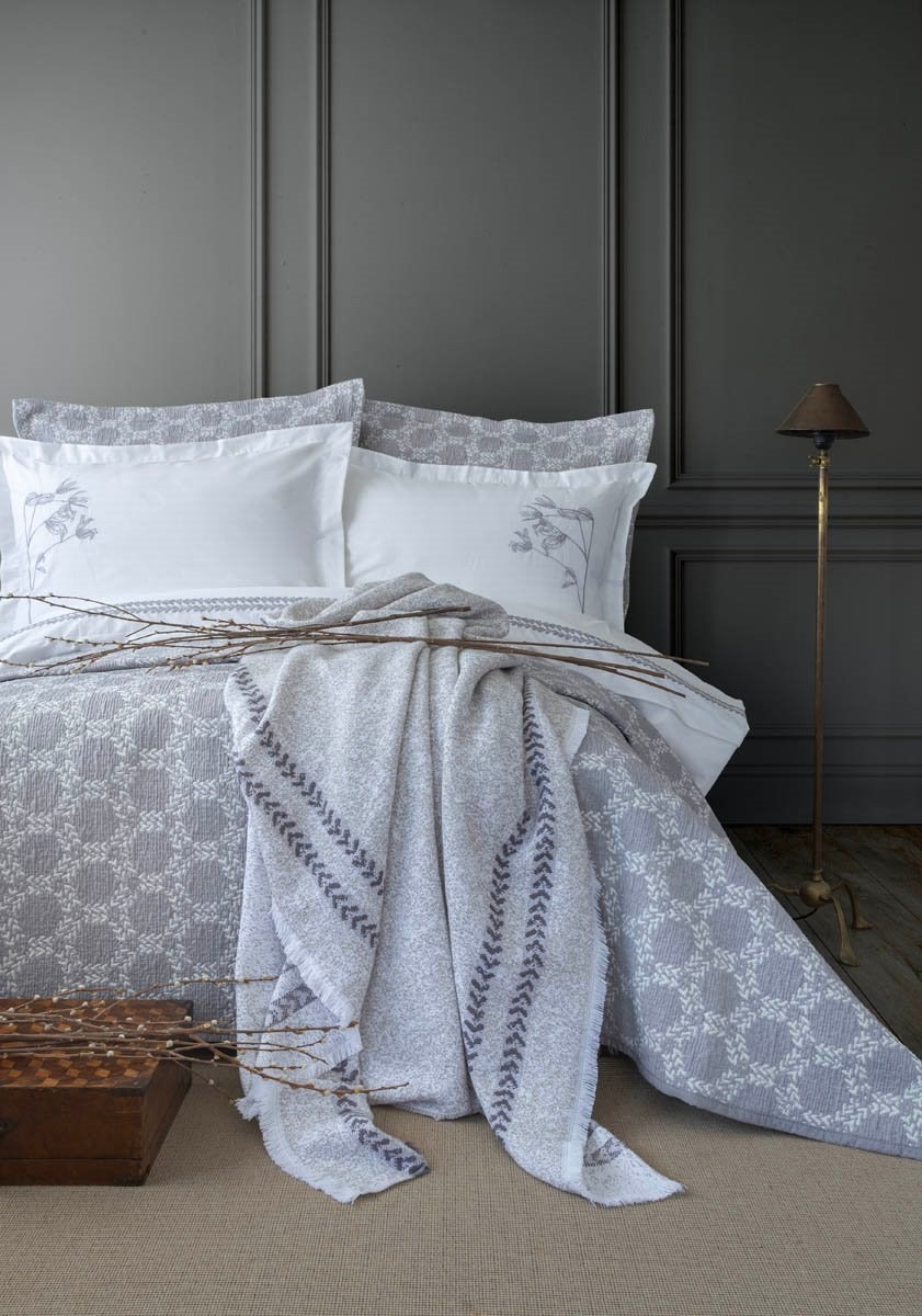 Çift Kişilik Timeless Yatak Örtüsü Nevresim Set Crown Gray
