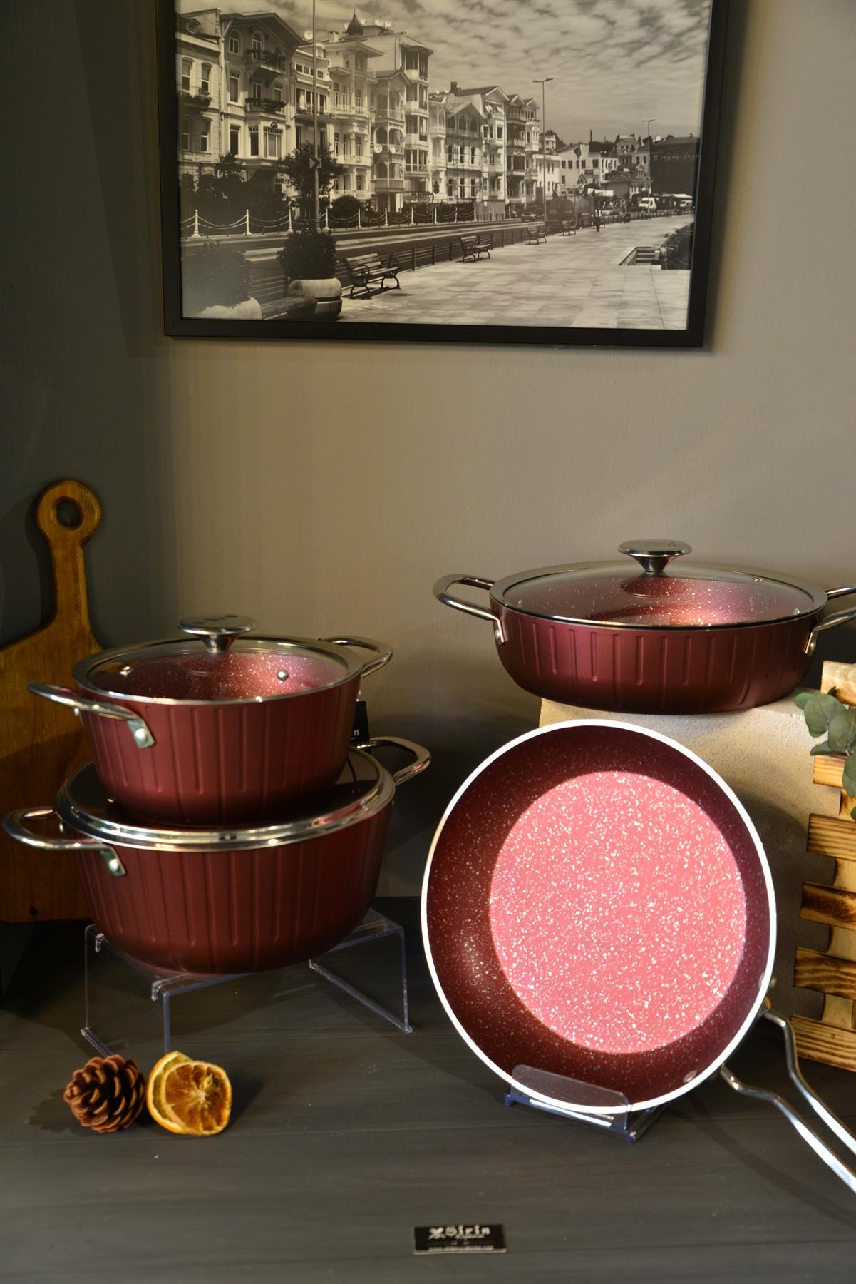 Colonna 7 Parça Granit Tencere Seti Kırmızı