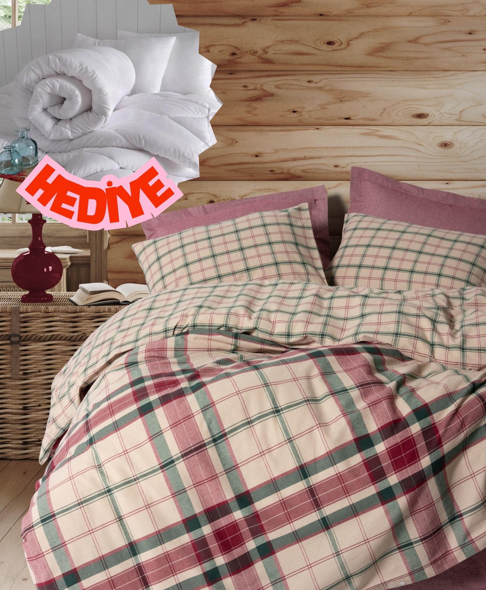 Cotton Box Warm Flanel Çift Kişilik Nevresim Takımı Jamil Bordo