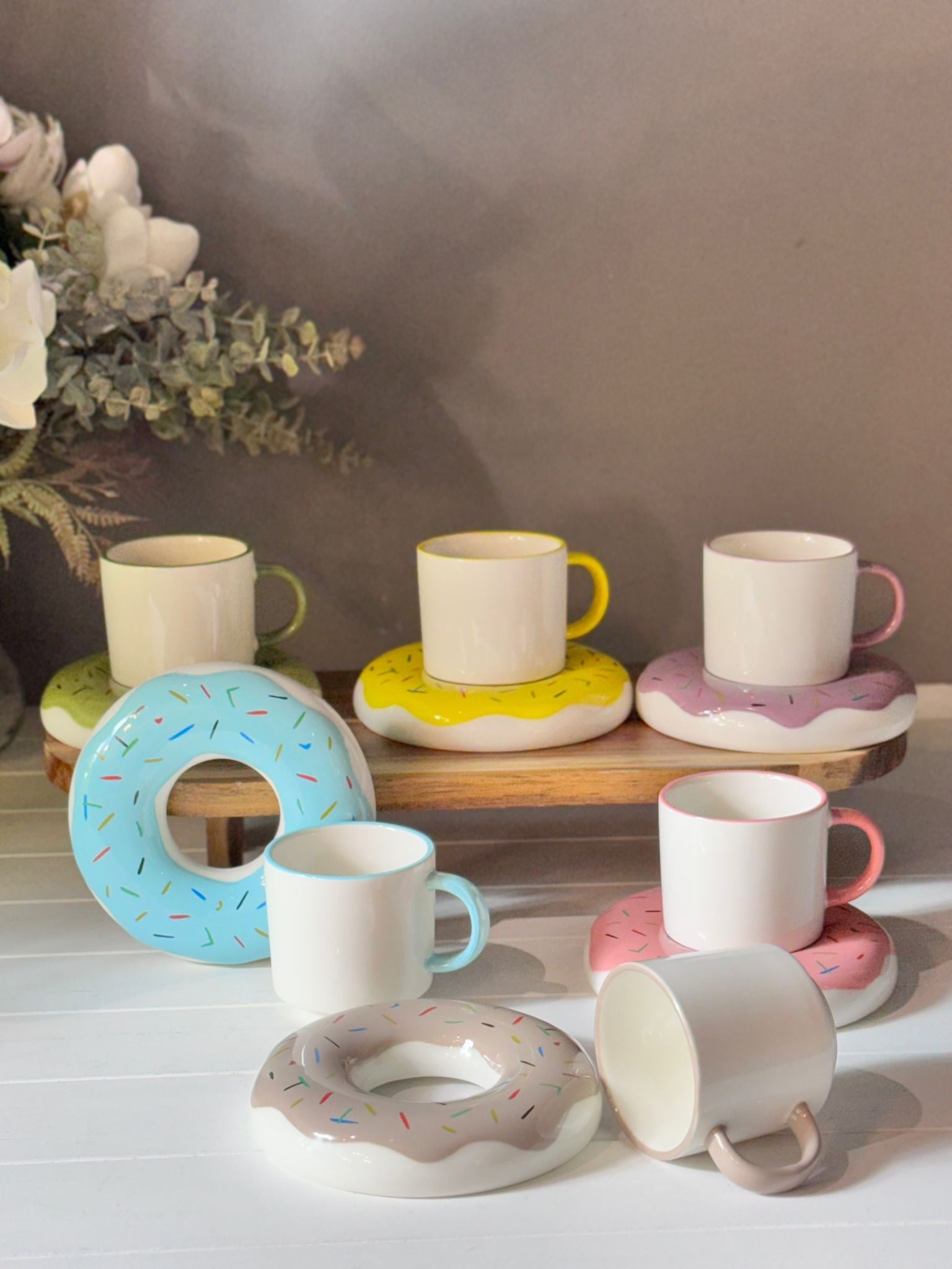 Donut 6 Kişilik Porselen Türk Kahvesi Fincan Takımı 