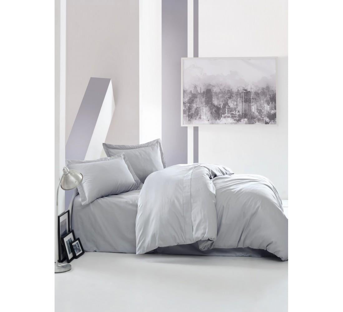 Elegant Seri Saten Çift Kişilik Nevresim Takımı Gri