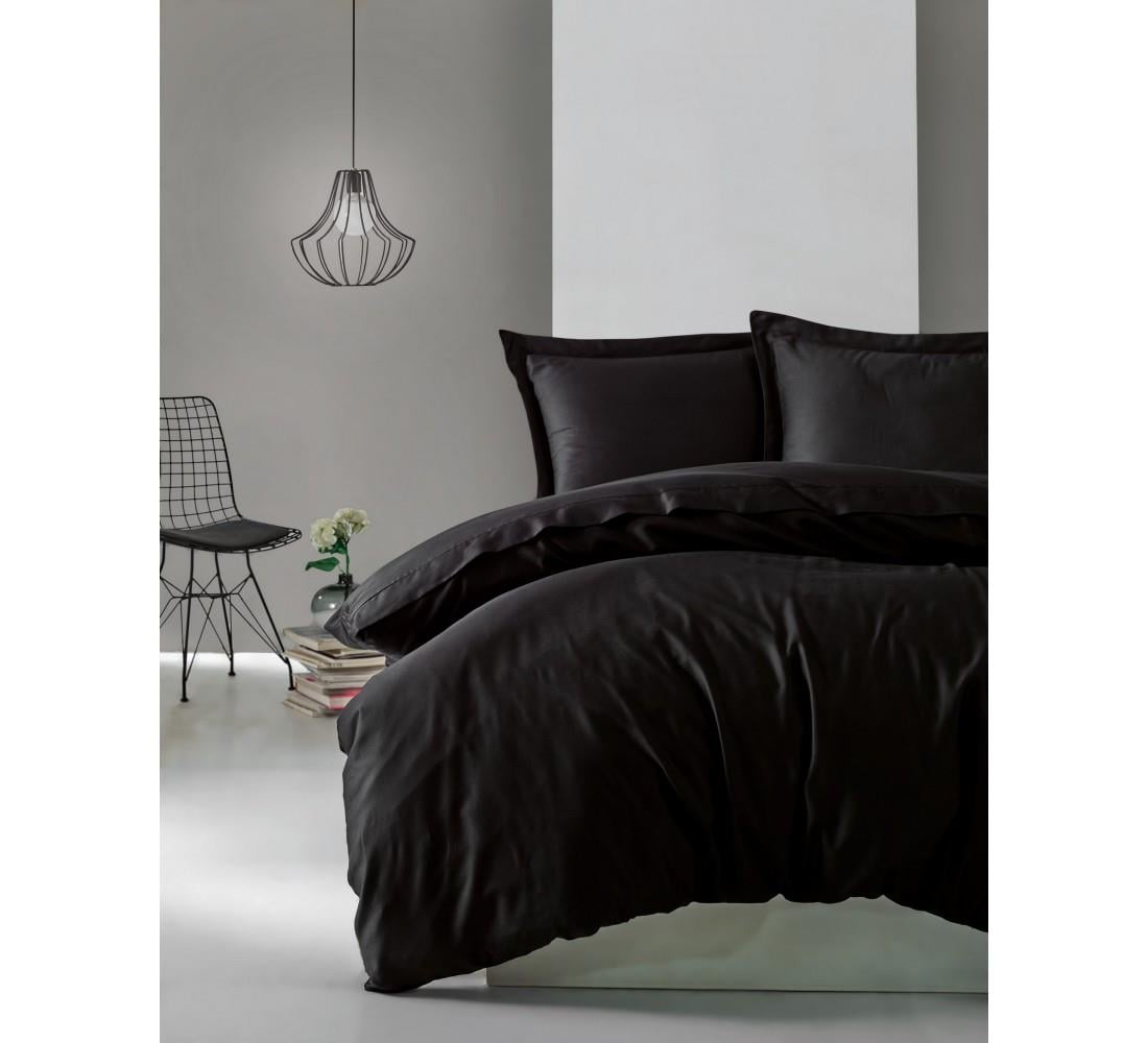 Elegant Stripe Saten Çift Kişilik Nevresim Takımı Antrasit