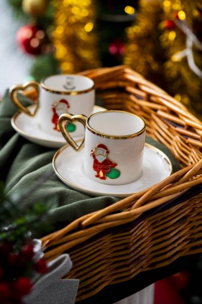 Limoges 2 Kişilik Kahve Fincanı Takımı - Noel Baba