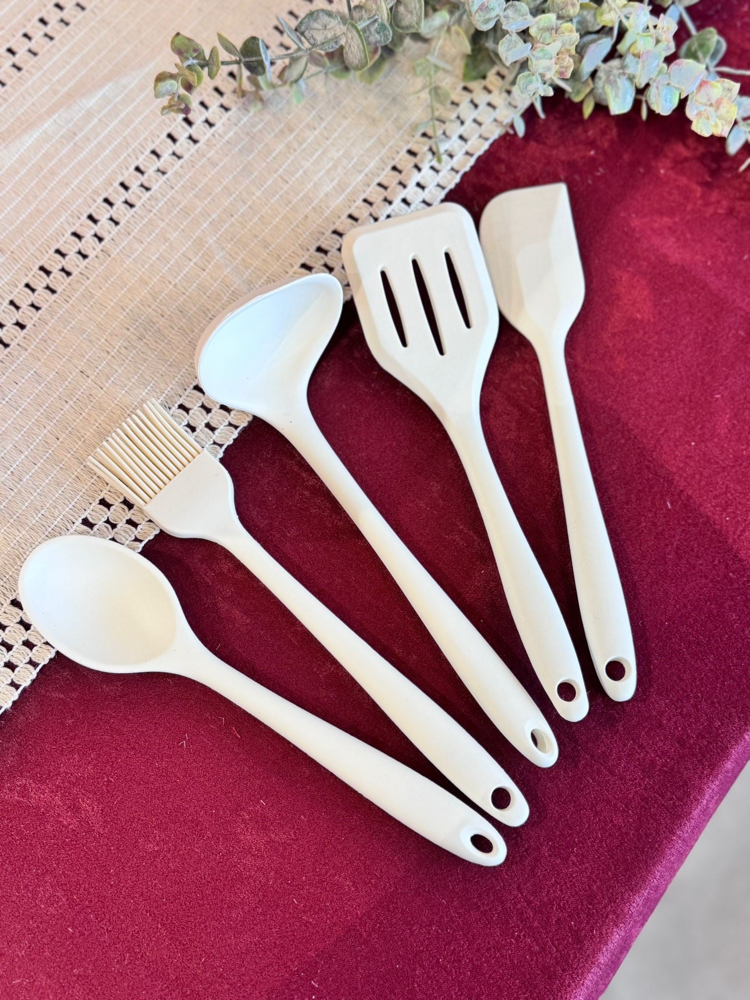 Linda 5 Li Mini Silikon Spatula Seti - Krem