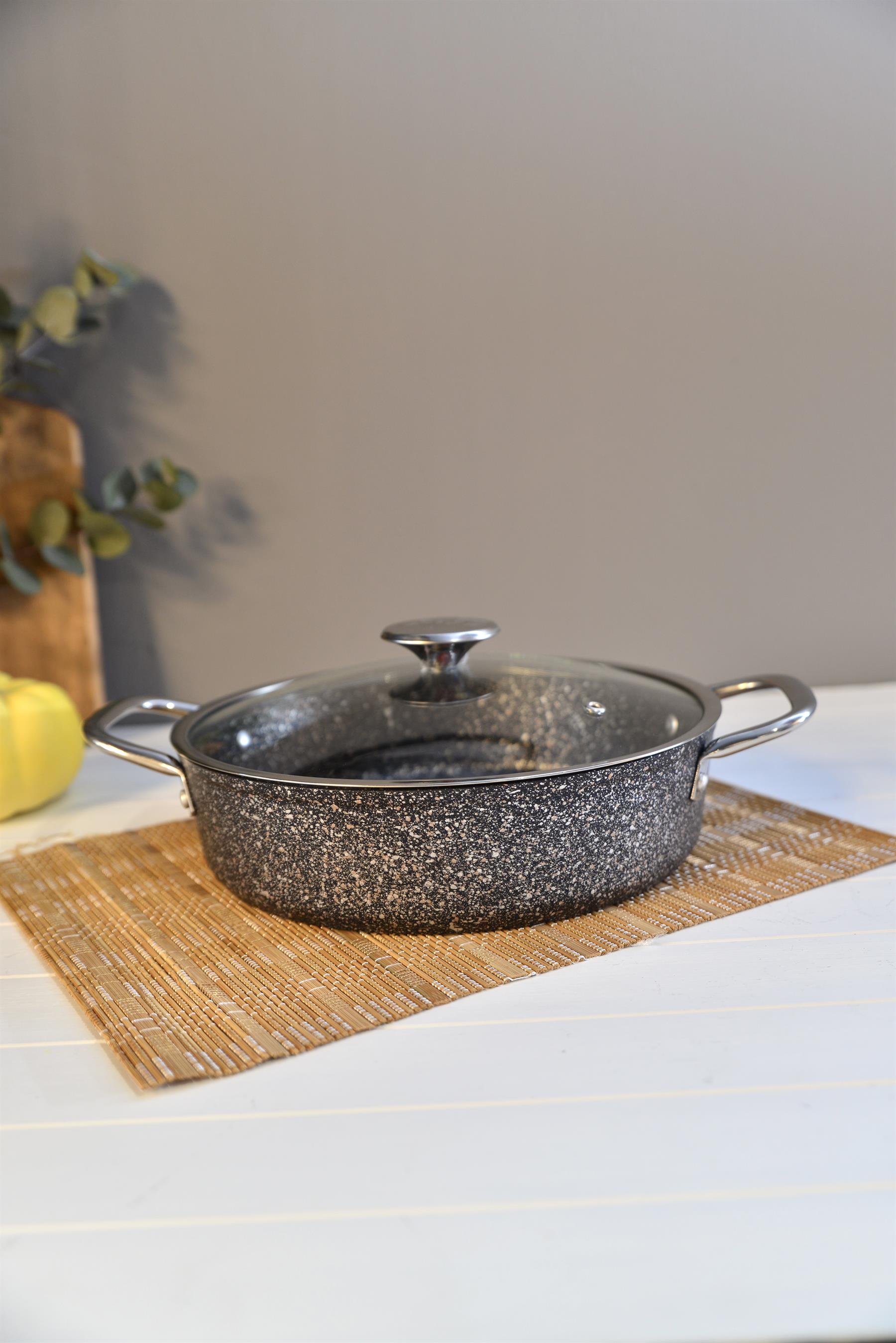 OMS İndüksiyon Tabanlı Granit Basık Tencere 26 cm