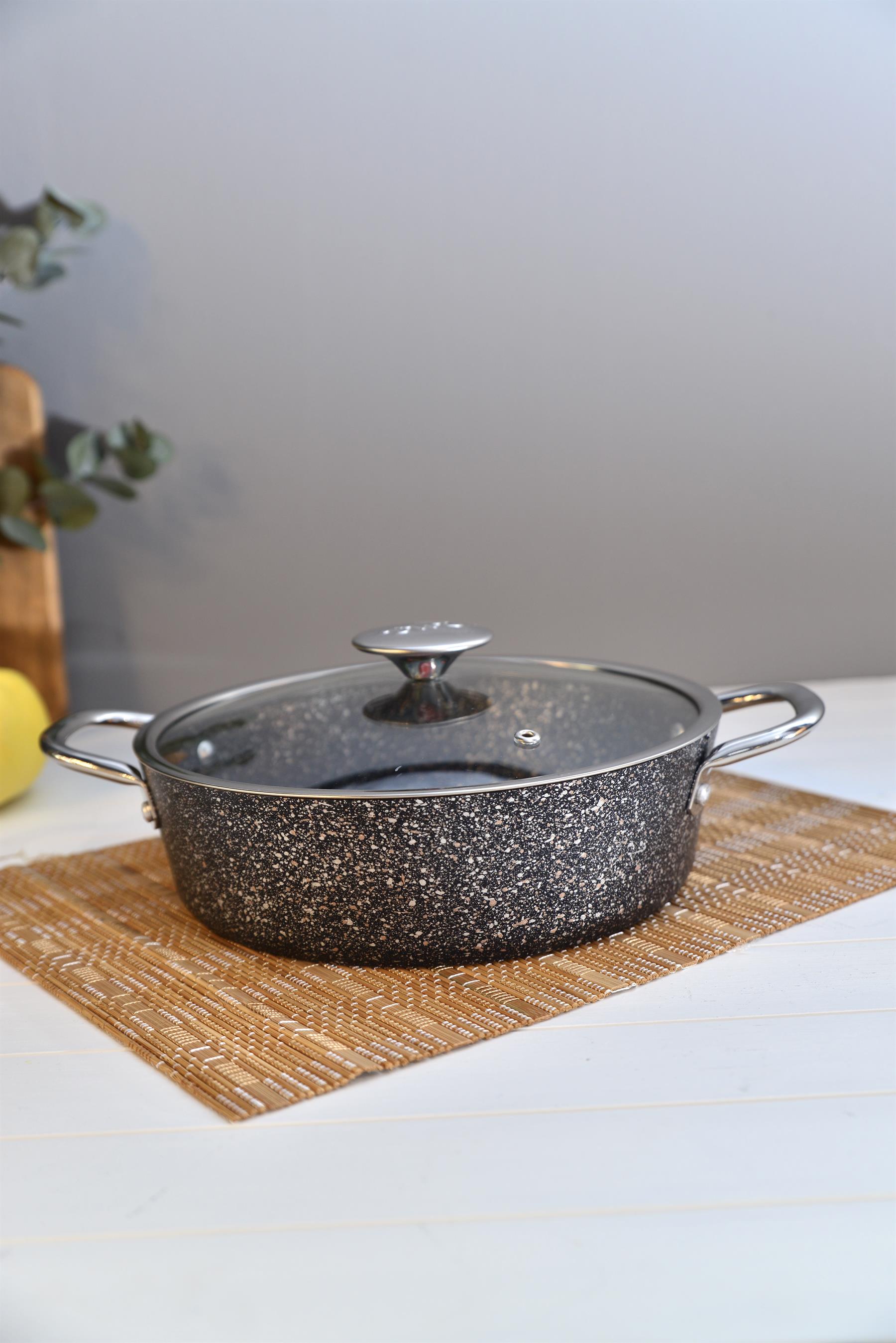 OMS İndüksiyon Tabanlı Granit Basık Tencere 24 cm